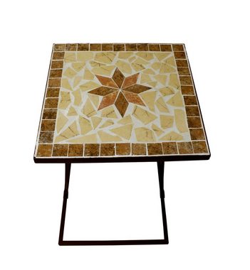 Spetebo Gartentisch Metall Beistelltisch AMARILLO eckig - 53 x 35 cm, Gartentisch mit Mosaik Platte