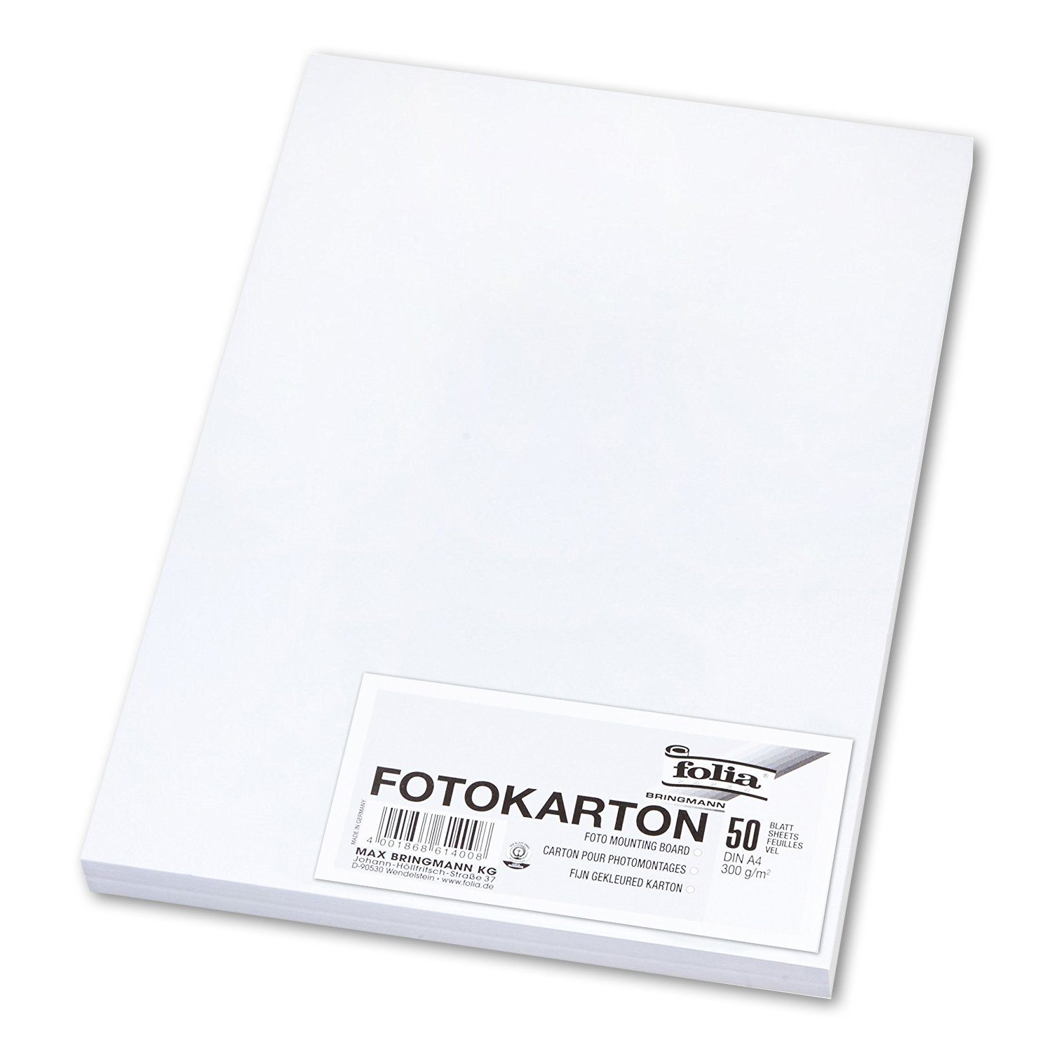Bastelkartonpapier Fotokarton - A4, 300 g/qm, hochweiß, 50 Blatt