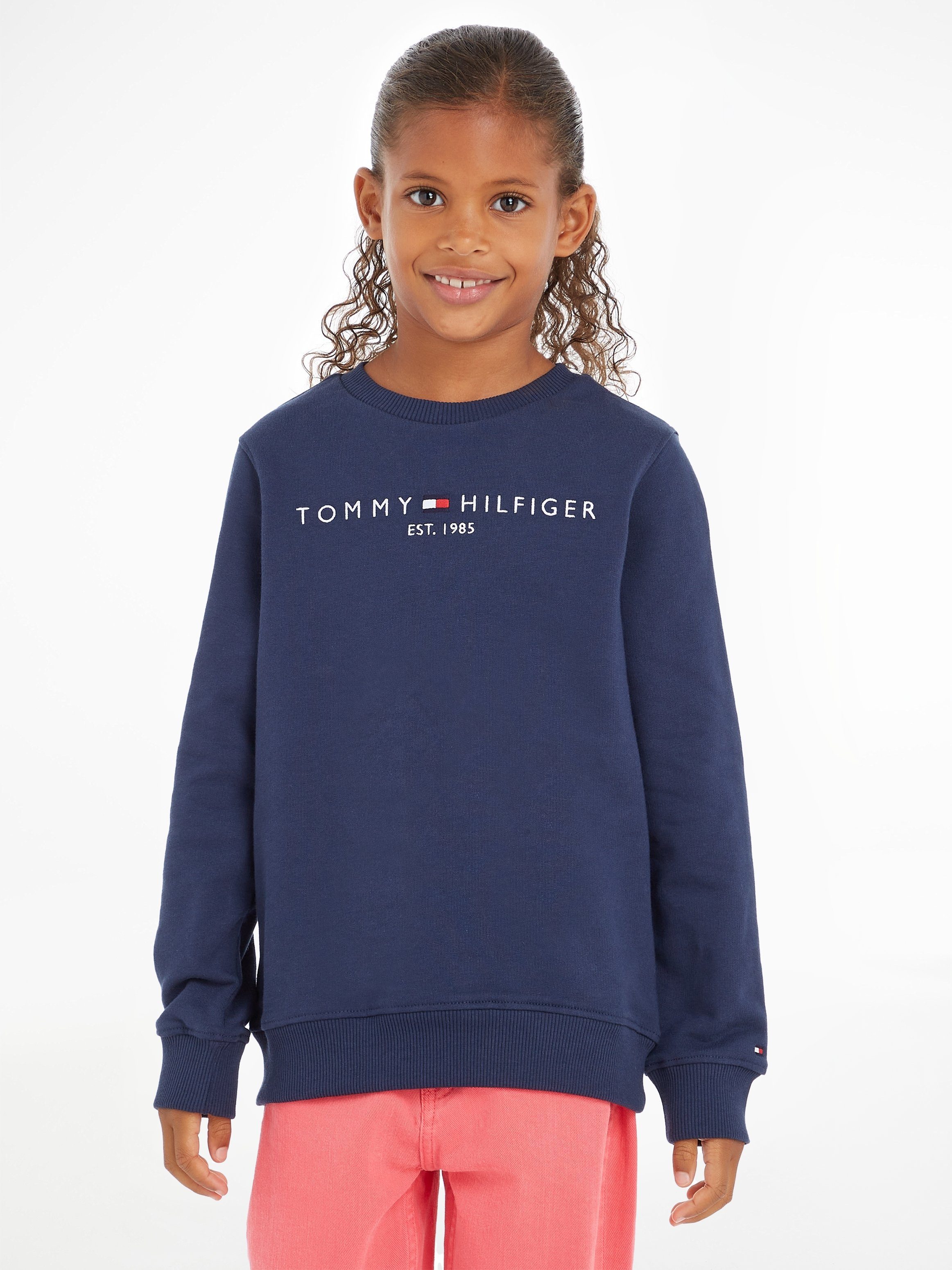 Tommy Hilfiger Sweatshirt SWEATSHIRT Logo-Schriftzug ESSENTIAL Twilight_Navy Tommy mit Hilfger