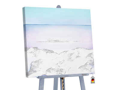 YS-Art Gemälde Gelassenheit, Abstrakte Bilder, Leinwand Bild Handgemalt Landschaft Berge am Meer