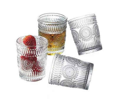 Cheffinger Gläser-Set, 270ml 4 Gläser Glas Wasser Limonade Vintage Cognac Whiskey Cocktail