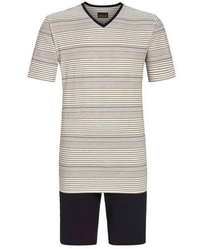 Ringella Pyjama Herren Kurzarm 'Summer Stripes' 4241313, Grau