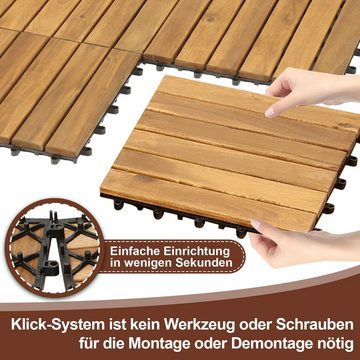 Randaco Holzfliesen 11-110 Stück erhältlich Terrassenfliesen, Akazien-Holz, Garten - 66st, 66er Set, 66 St., 30x30cm = 1qm pro Fliese, rutschfest, Stecksystem, langlebig