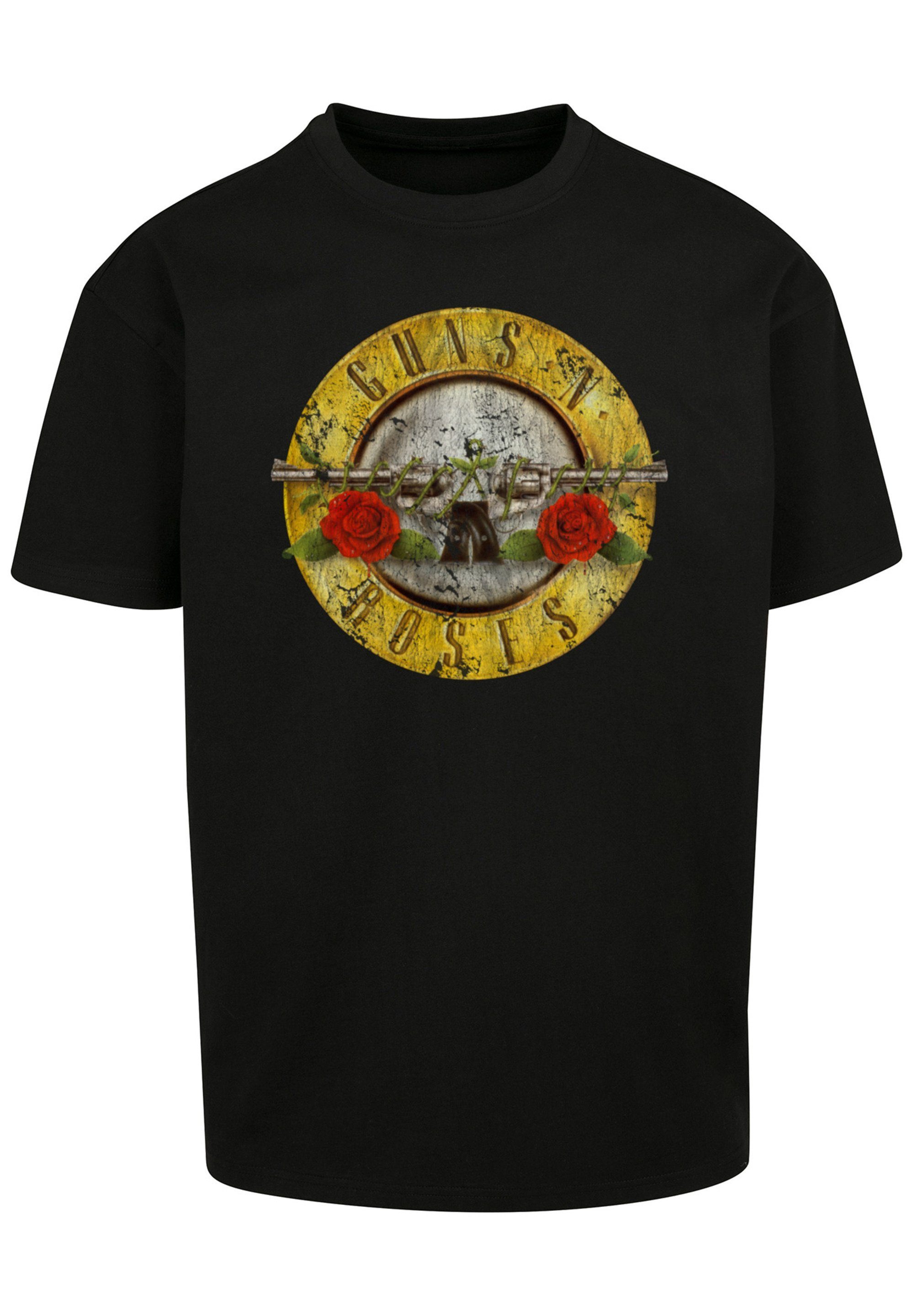 F4NT4STIC T-Shirt Black Vintage (Distressed) Roses Guns Print schwarz 'n' Band Classic Logo