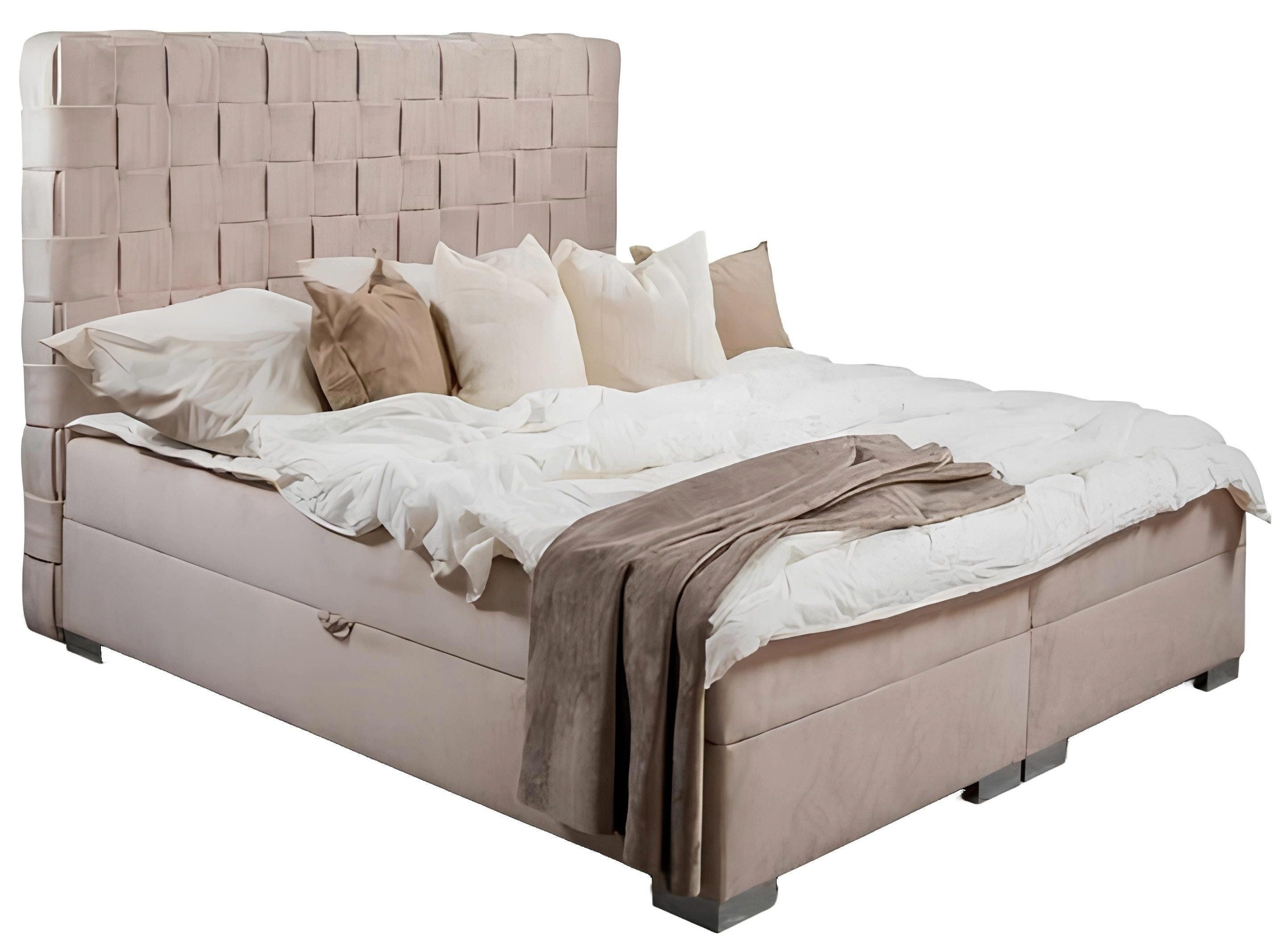 JVmoebel Boxspringbett Doppelbett Bett Schlafzimmer 180cm Matratze Beige moderner (1-St., Bett), Made in Europa