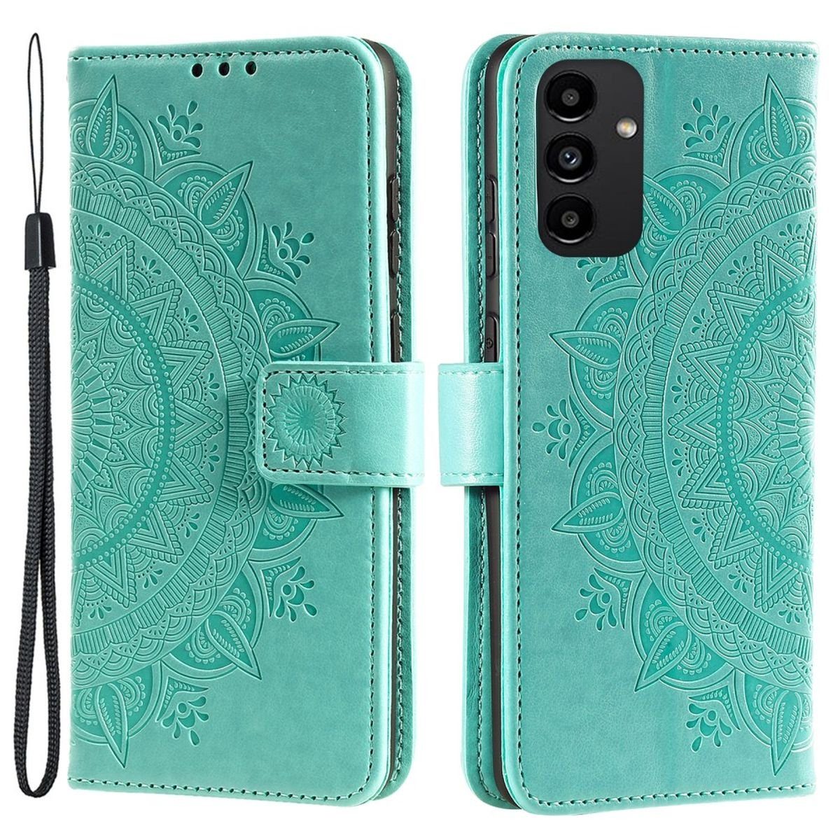 CoverKingz Handyhülle Hülle für Samsung Galaxy A13 4G Handyhülle Flip Case Cover Tasche 16,5 cm (6,5 Zoll), Klapphülle Schutzhülle mit Kartenfach Schutztasche Motiv Mandala