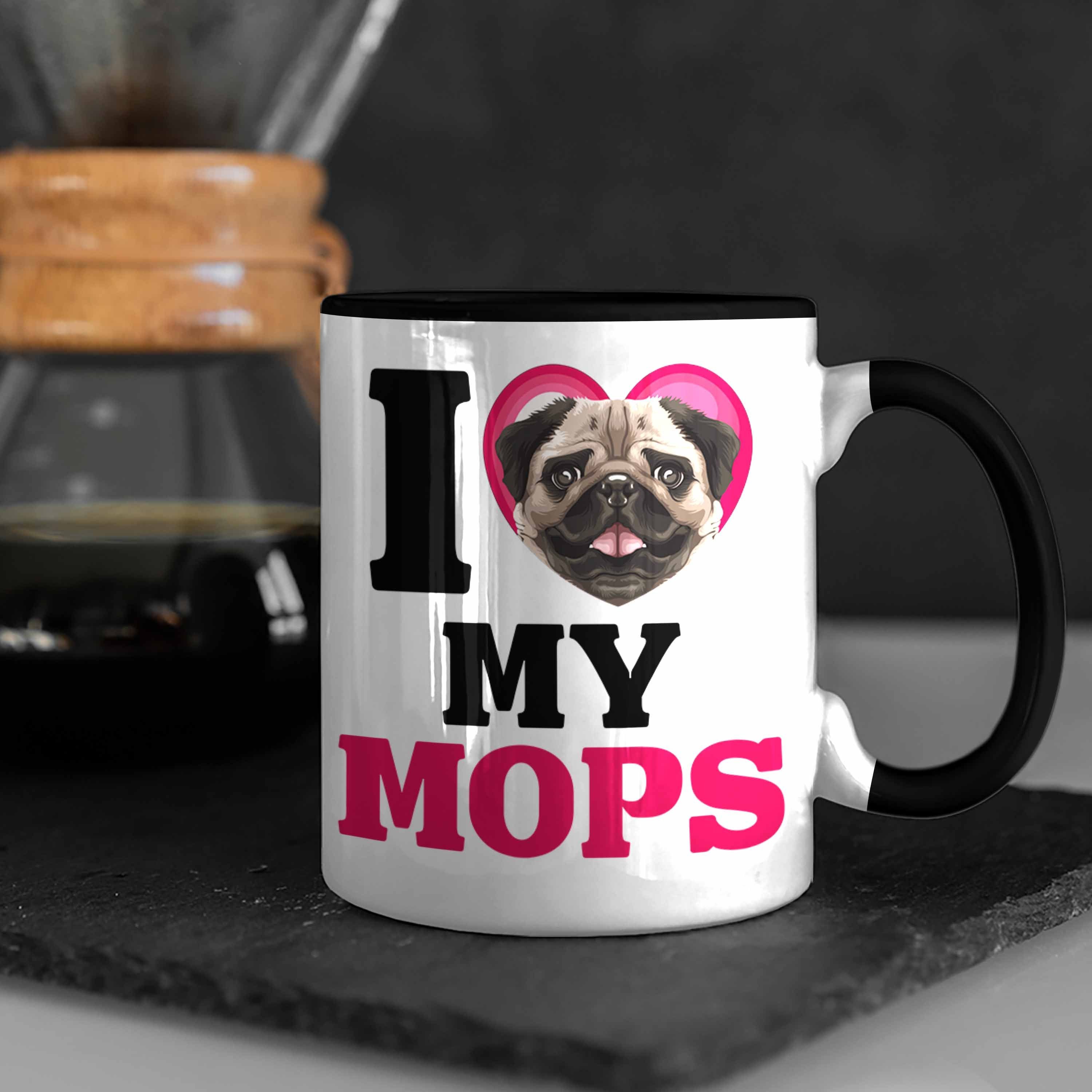 Tasse Schwarz My Mops Geschenk Geschenkidee Love Lustiger Tasse Trendation I Besitzerin Spruch