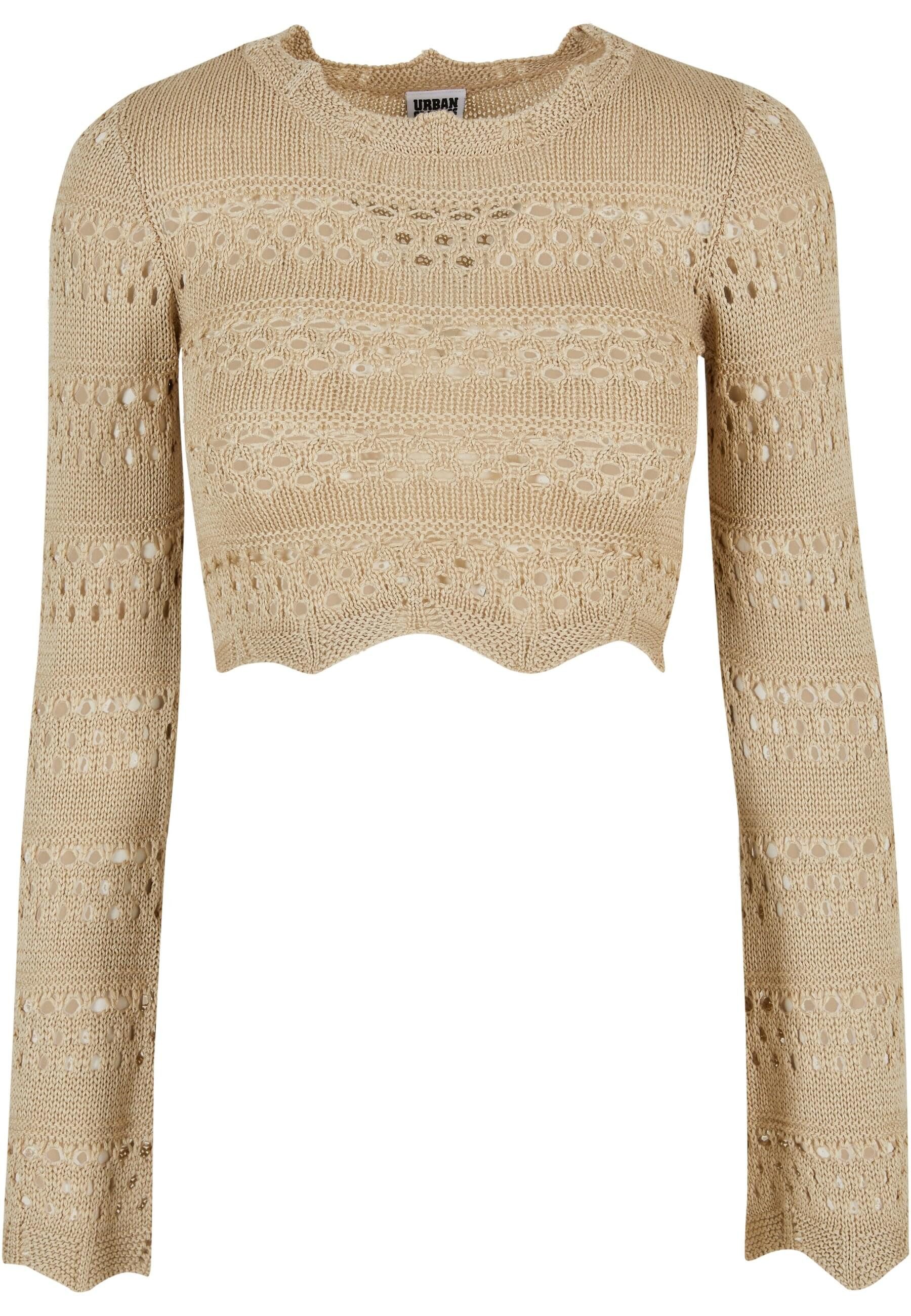 Rundhalspullover Urban Classics Damen Ladies Cropped Crochet Knit Sweater