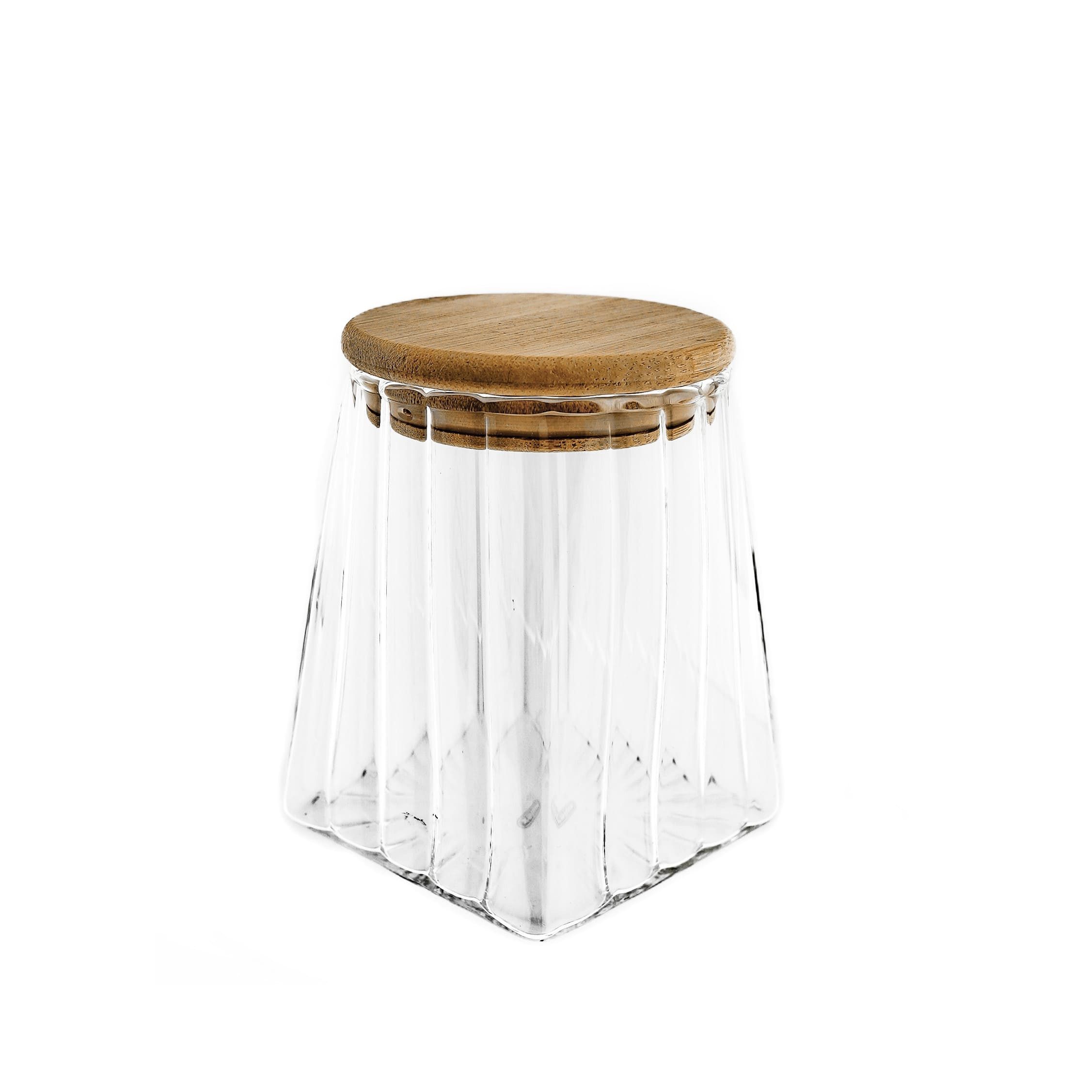 Mulex Vorratsglas aus Borosilikatglas 3er Set mit luftdichtem Holzdeckel