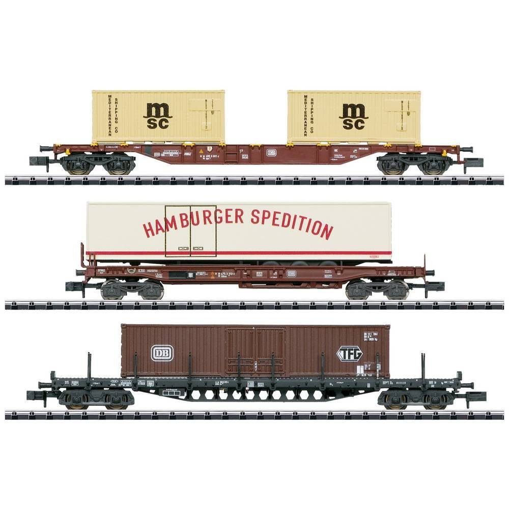 MiniTrix Вагоны грузовые N 3er-Set Containerwagen der DB 18702