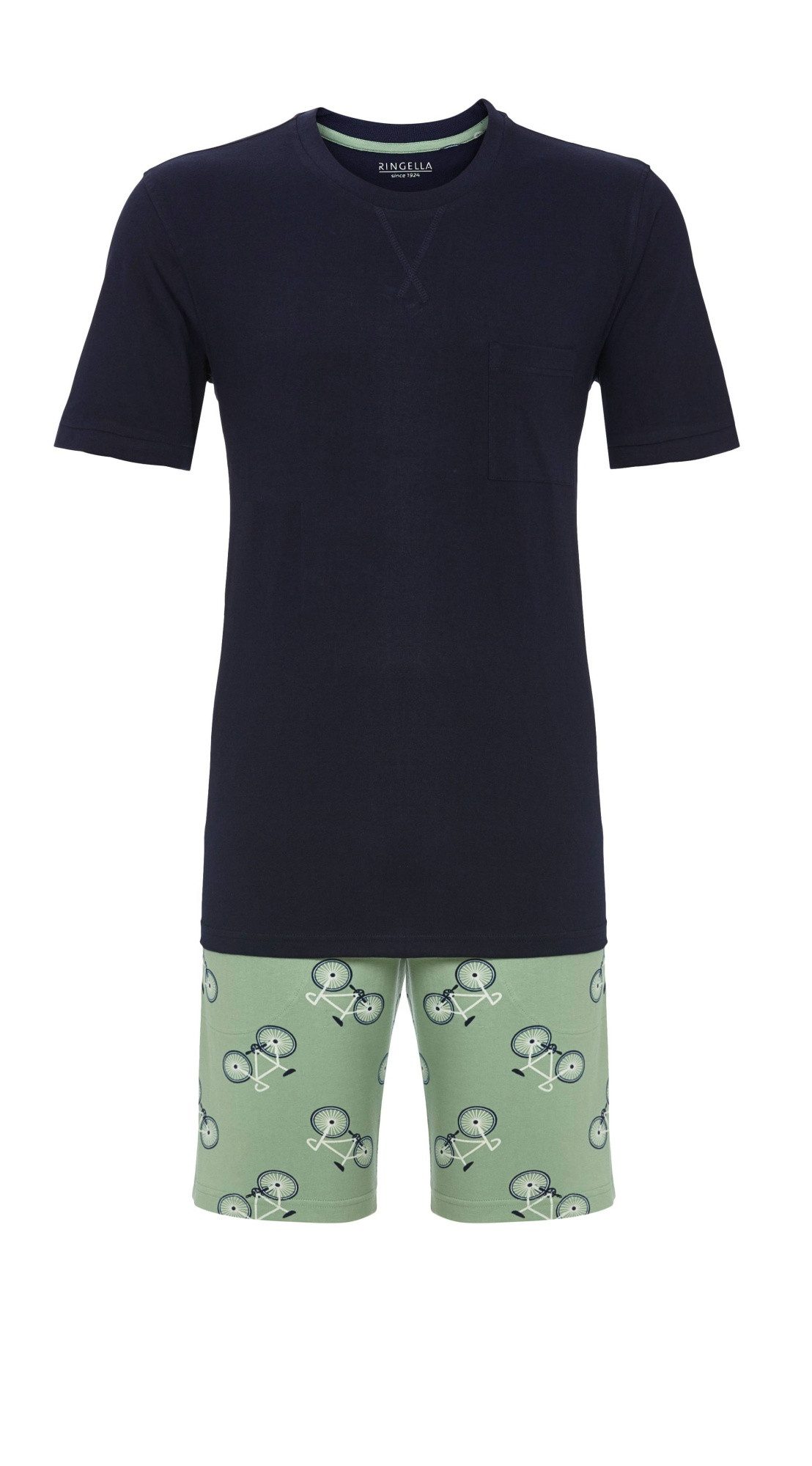 Ringella Shorty mit blauem Oberteil und Bermuda mit Fahrrad-Dessin (2 tlg) 100% Baumwolle