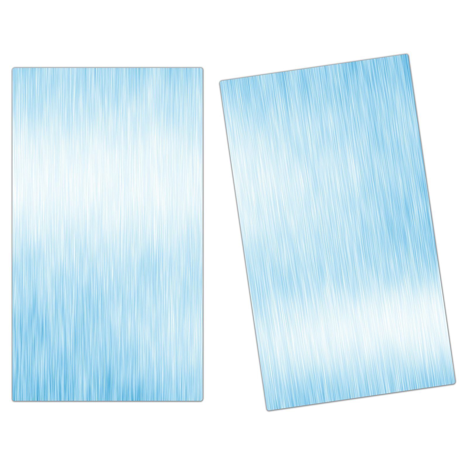 Primedeco Herd-Abdeckplatte Herdabdeckplatte Spritzschutz aus Glas Blaue Metallische Platte, Glas, (2 tlg)