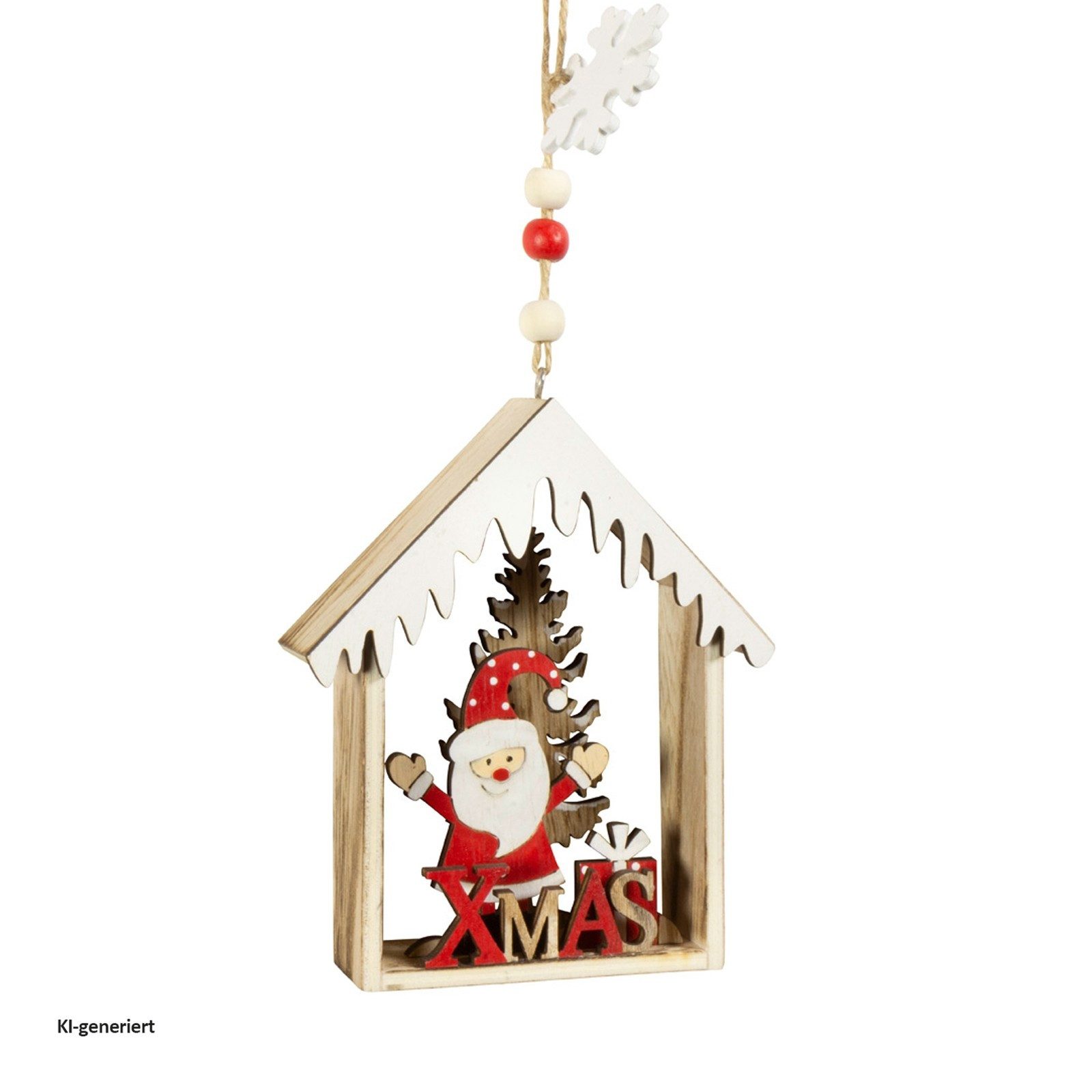 HTI-Living Christbaumschmuck Baumschmuck Häuschen bunt, 2er Set Holz (2-tlg), Weihnachtsschmuck Christbaumschmuck – Bild 2 von 3