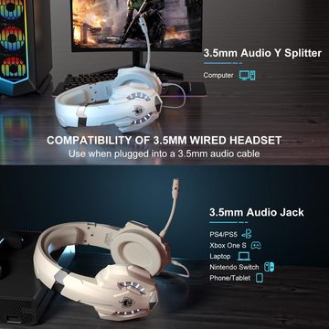 PHOINIKAS Gaming-Headset (Skin-friendly memory foam ear pads, Kabellos, Kabelloses Gaming-Headset für PS4/PS5/Switch/PC/Mobiltelefon/Laptop)