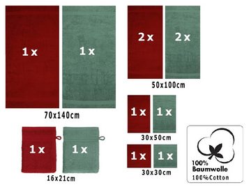 Betz Handtuch Set 12-tlg. Handtuch Set PREMIUM Farbe rubinrot/tannengrün, 100% Baumwolle, (12-tlg)