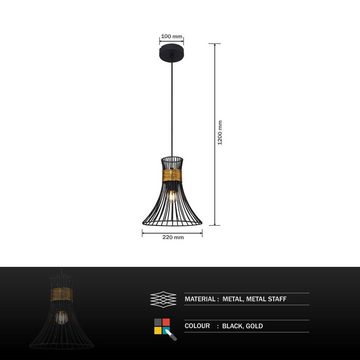 Globo Hängeleuchte Hängeleuchte Esszimmer Pendelleuchte Wohnzimmer Hängelampe schwarz