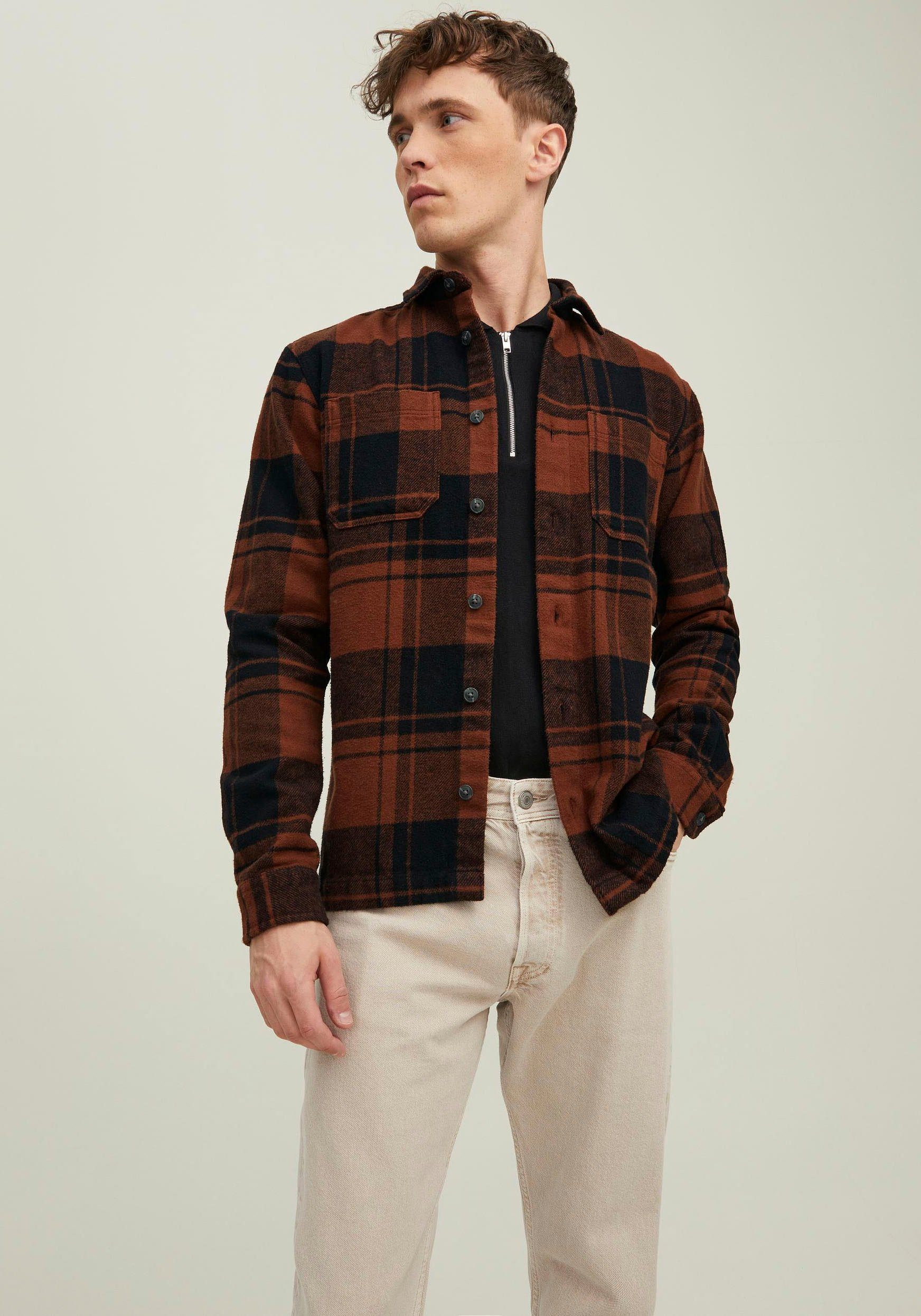 Jack & Jones Flanellhemd LOGAN OVERSHIRT cinnamon CHECK