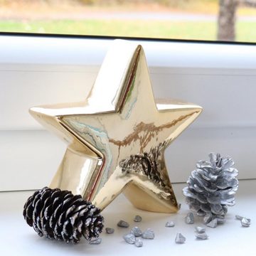 INGE-GLAS® Weihnachtsfigur INGE-GLAS® Goldfarbener Porzellan-Stern ca14 cm H (Stück)
