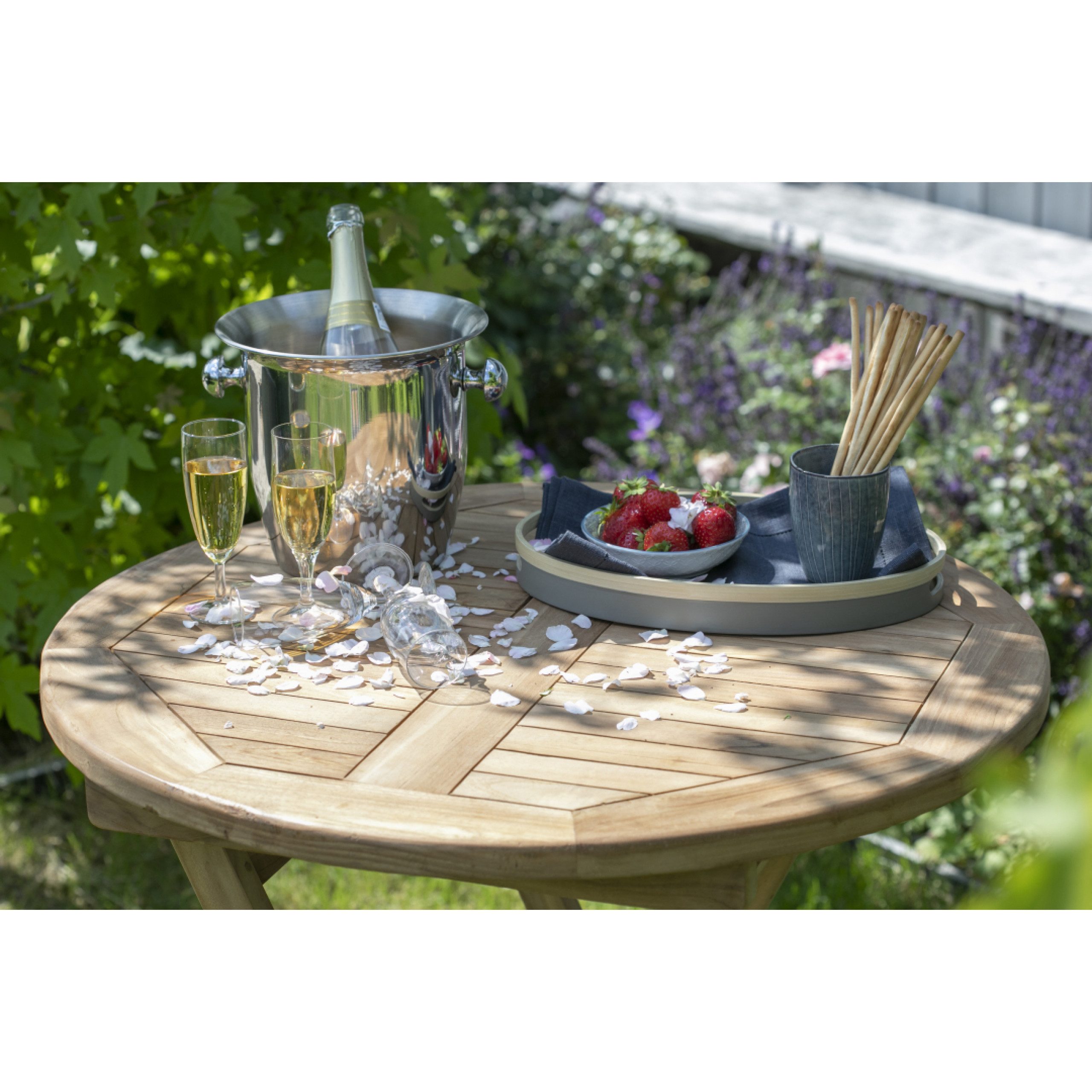 deVries Gartentisch deVries Stehtisch "WOODIE" aus Teakholz Gartentisch rund klappbar Ø