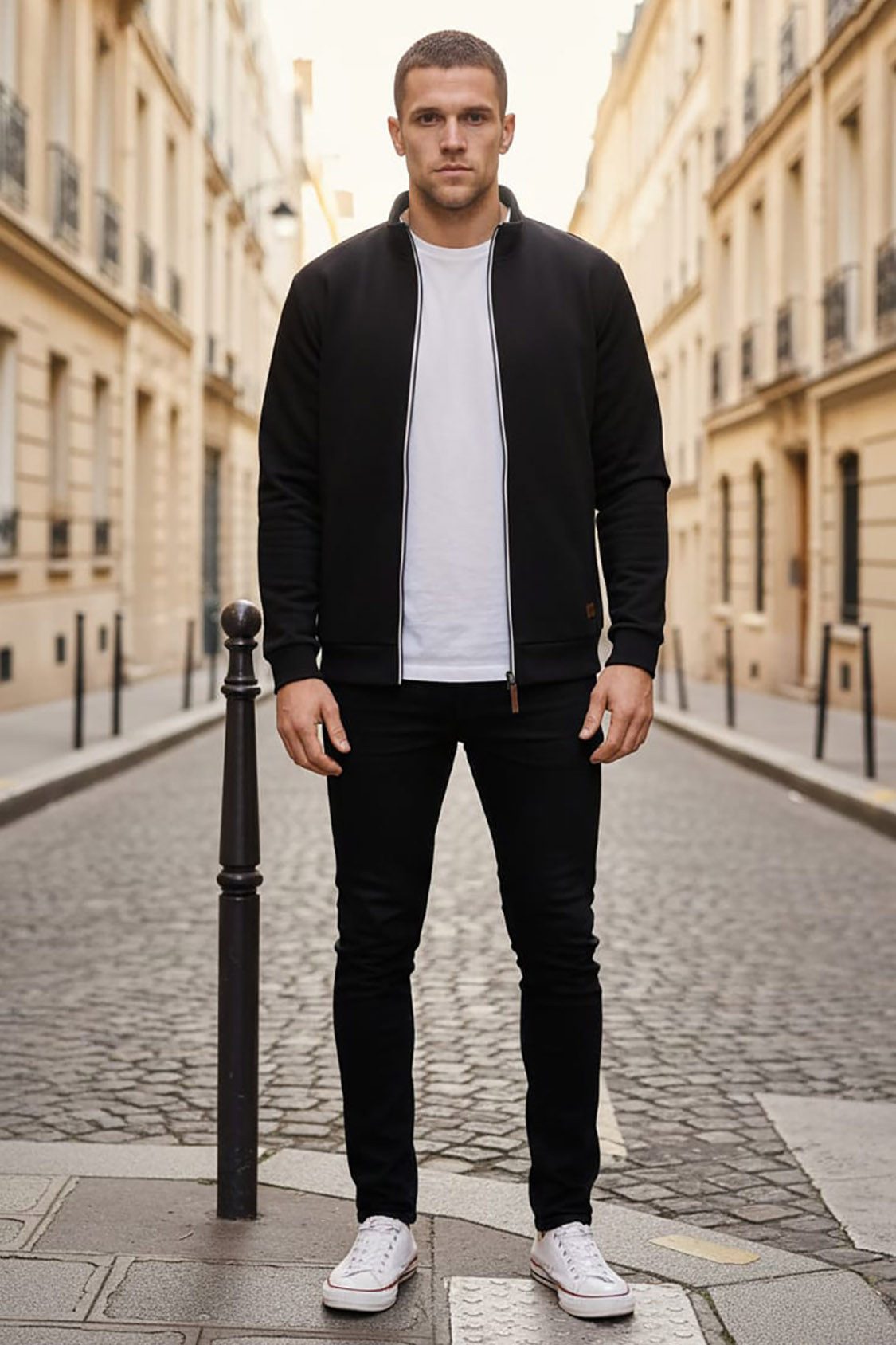 Reslad Sweatjacke Reslad Sweatjacke Herren ohne Kapuze RS-1015 (1-tlg) leichter Pullover mit Stehkragen Sweater Hoodie Pulli Sweatshirt