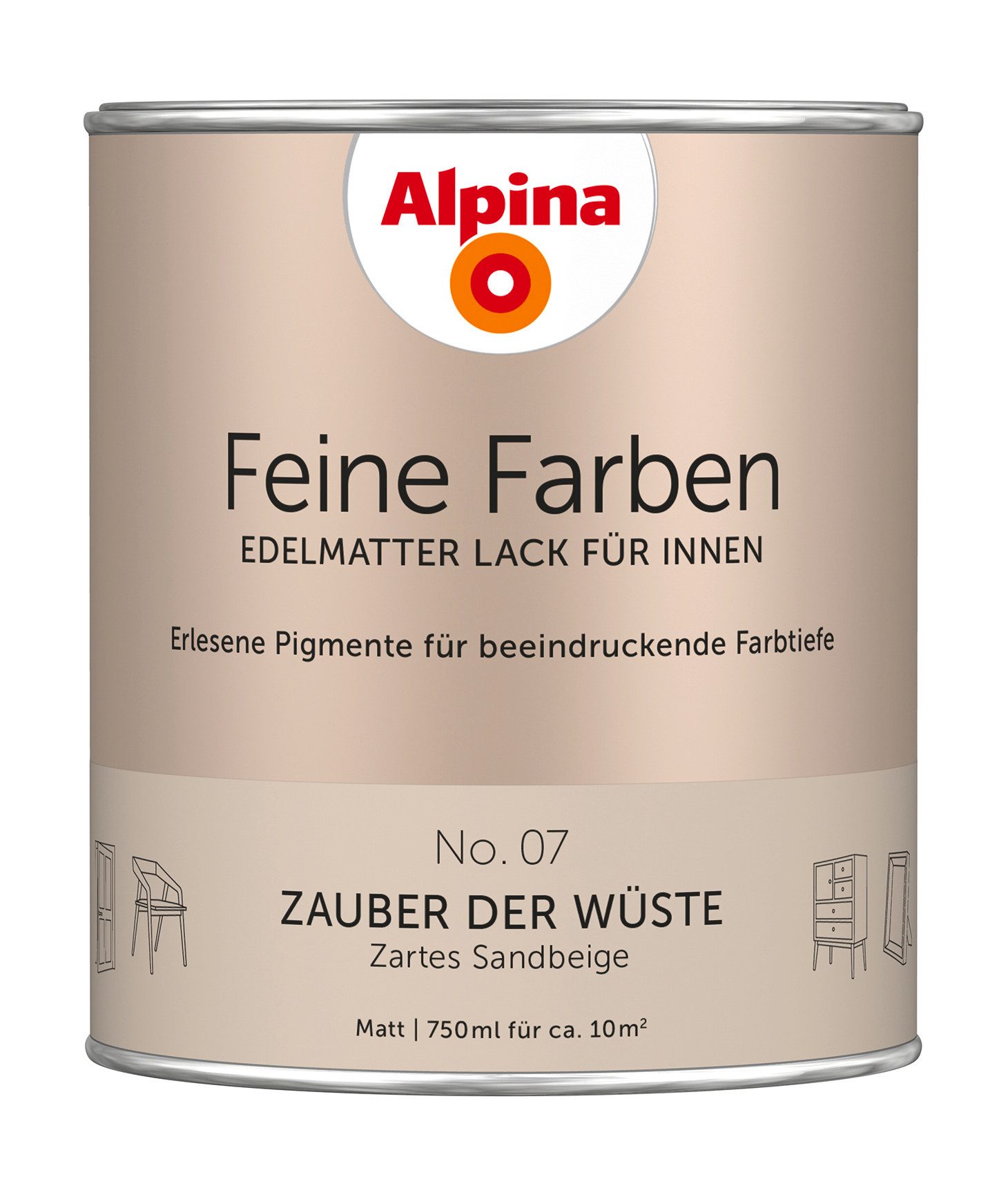 Lack Alpina Feine Farben Lack edelmatt 750ml - Farbfamilie Beige