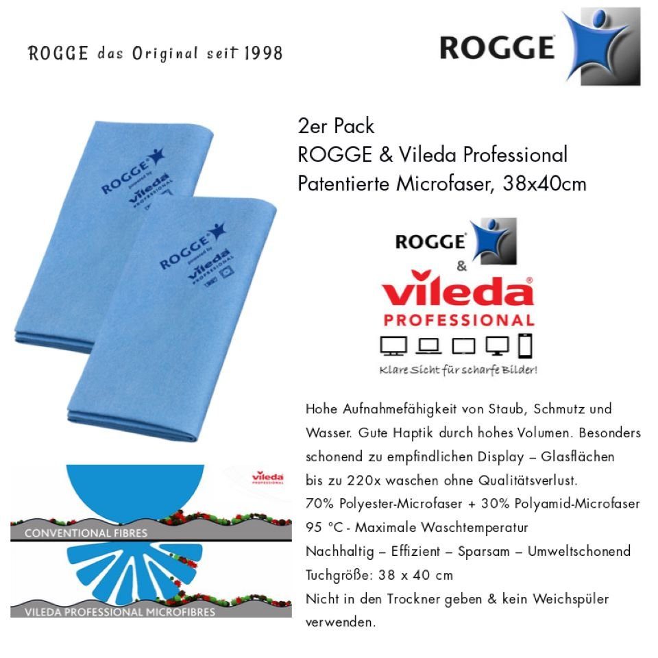 Vileda ROGGE DUO-Clean Microfasertücher, ROGGE (4-St) - Reinigungs-Set & Rogge Bildschirmreiniger