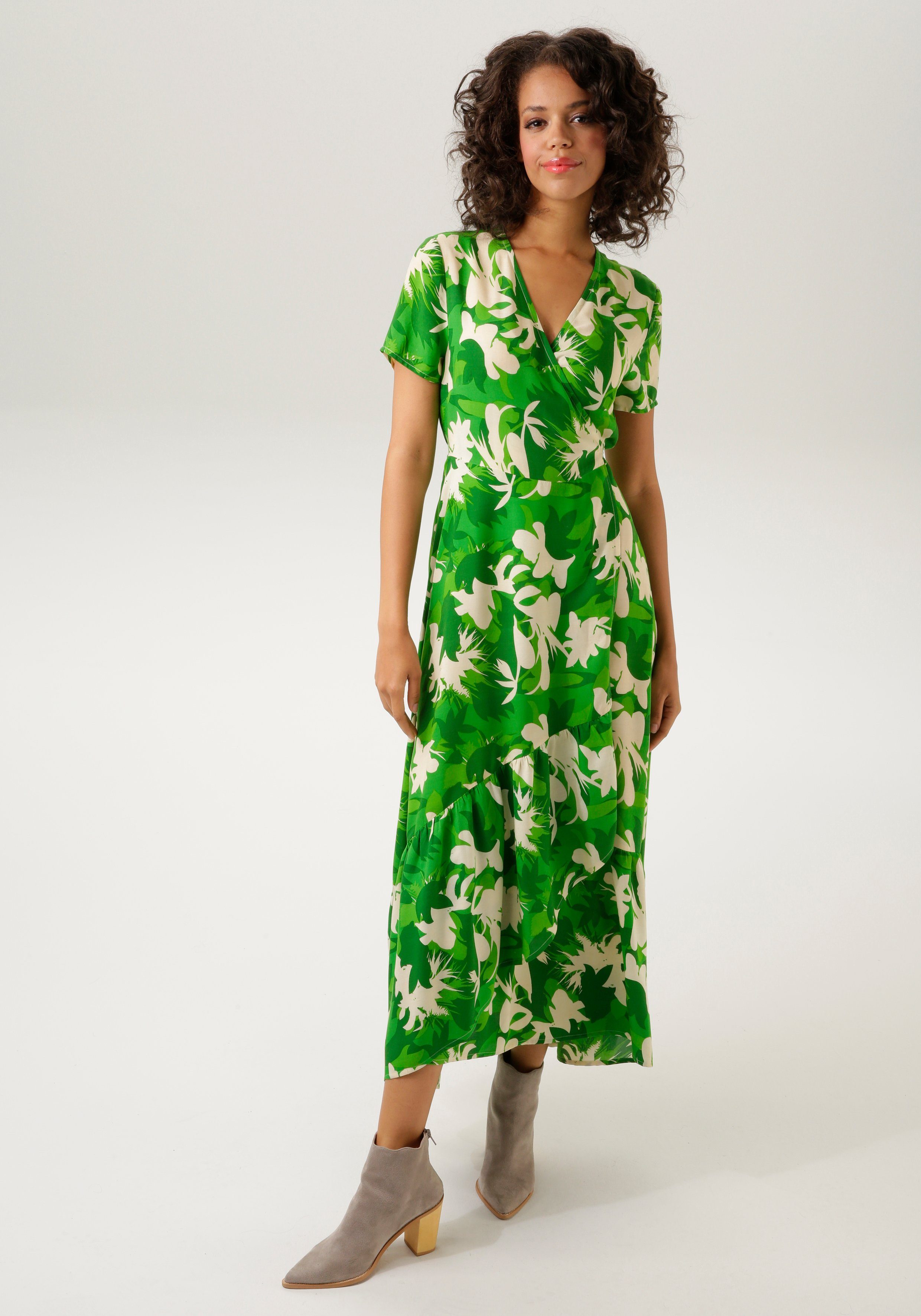 Aniston CASUAL Wickelkleid mit graphischem Blumendruck - KOLLEKTION NEUE