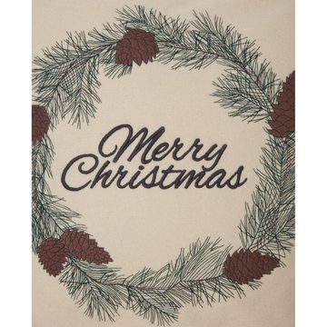 Kissenhülle LEXINGTON Kissenbezug Merry Christmas Wool Mix Green Beige (50x50), Lexington