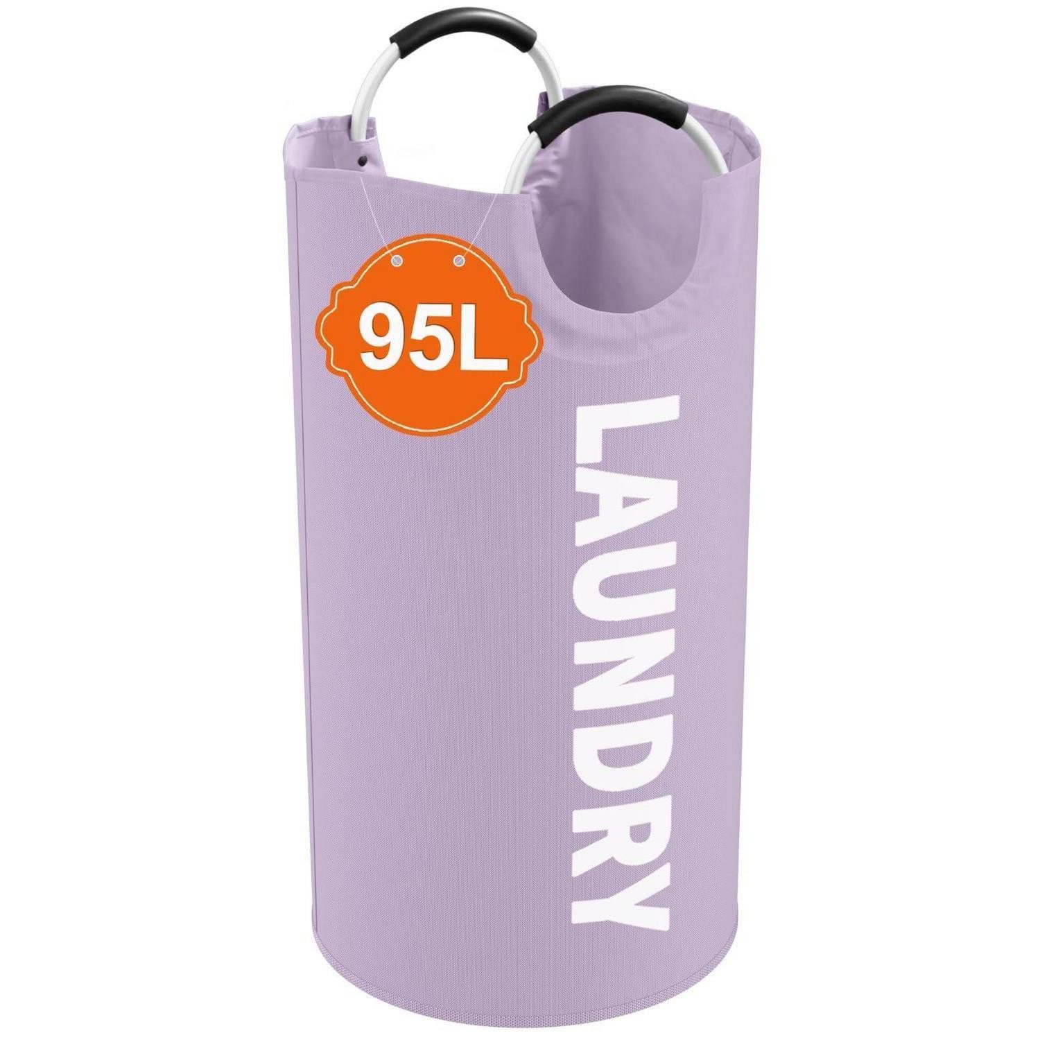 LuxusKollektion Wäschesack Wäschesack 95L faltbar freistehend Griffe Wäschekorb Purple L-95L