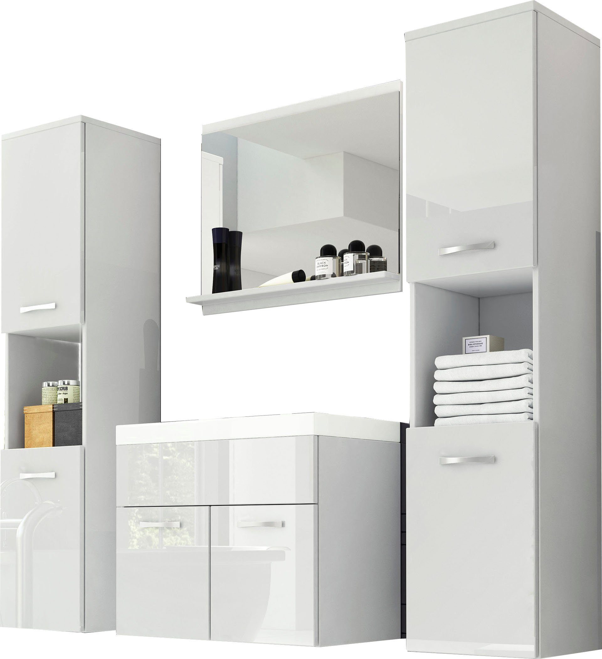 welltime Badmöbel-Set Lorca, (4-St), Badezimmer Badmöbel Set Lorca XL ...