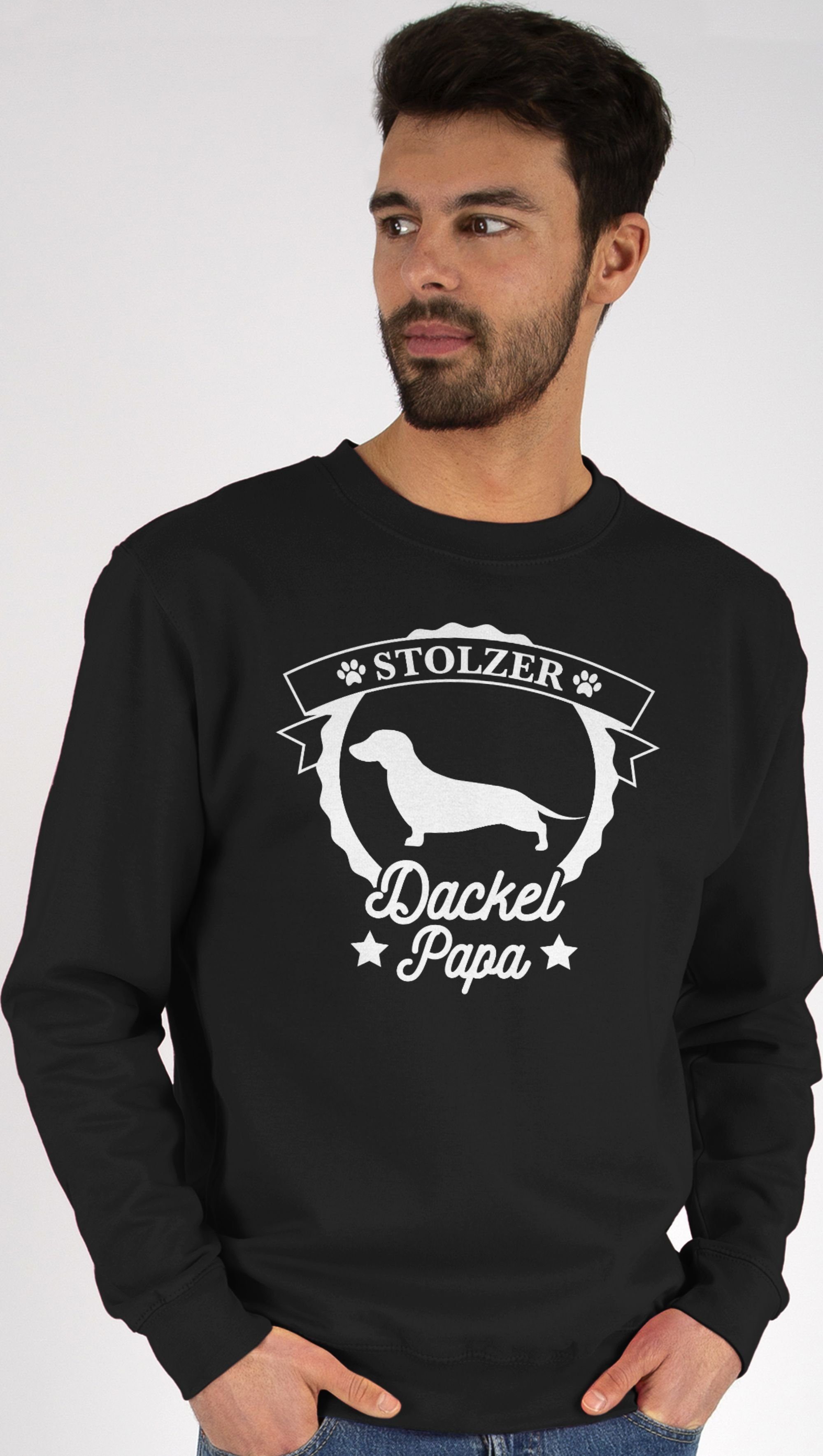 Shirtracer Sweatshirt Stolzer Dackel Papa 2 Schwarz Hundebesitzer für (1-tlg) Geschenk