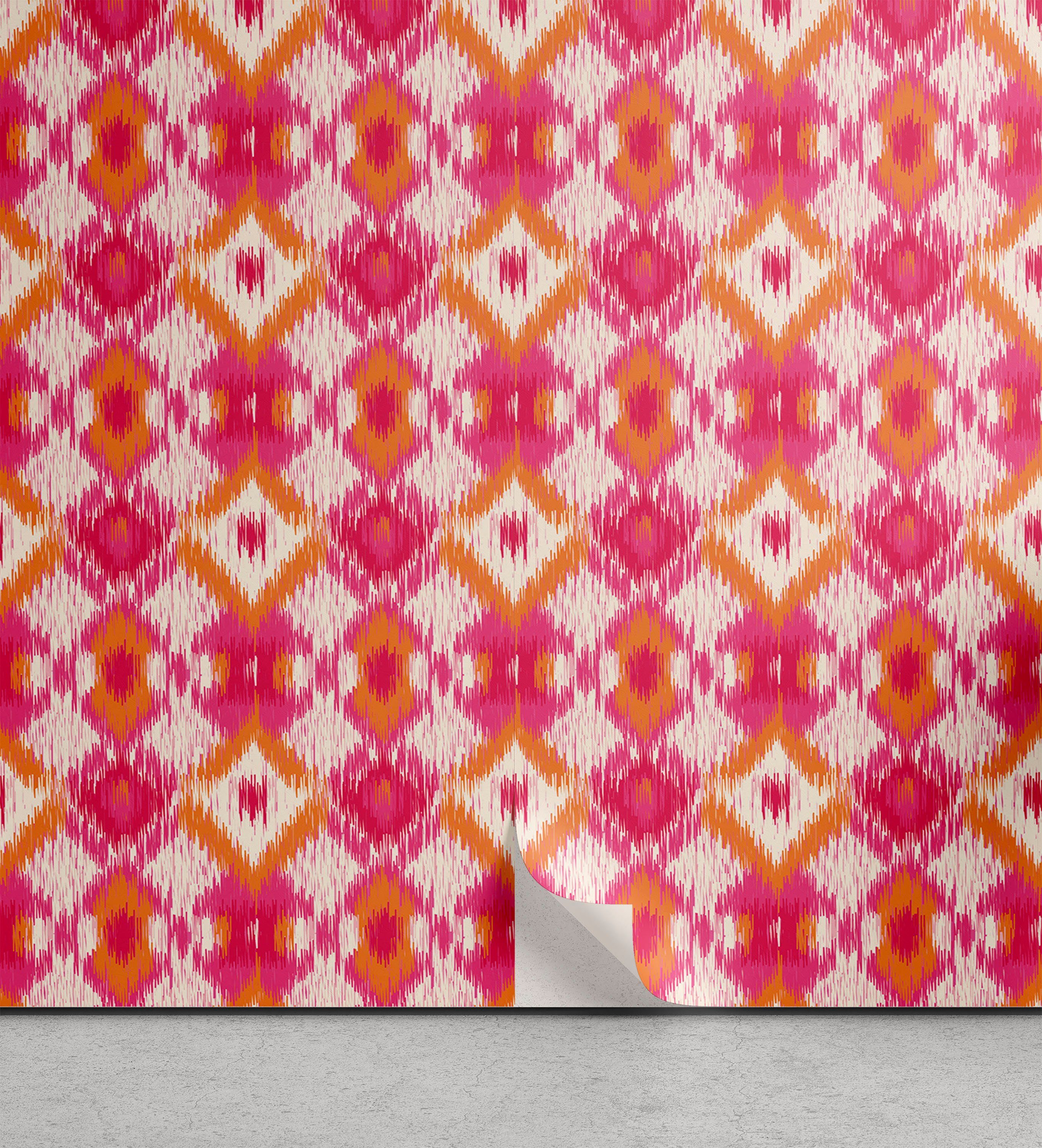 Abakuhaus Vinyltapete selbstklebendes Wohnzimmer Küchenakzent, Ikat Geometrische Ikat inspiriertes Design