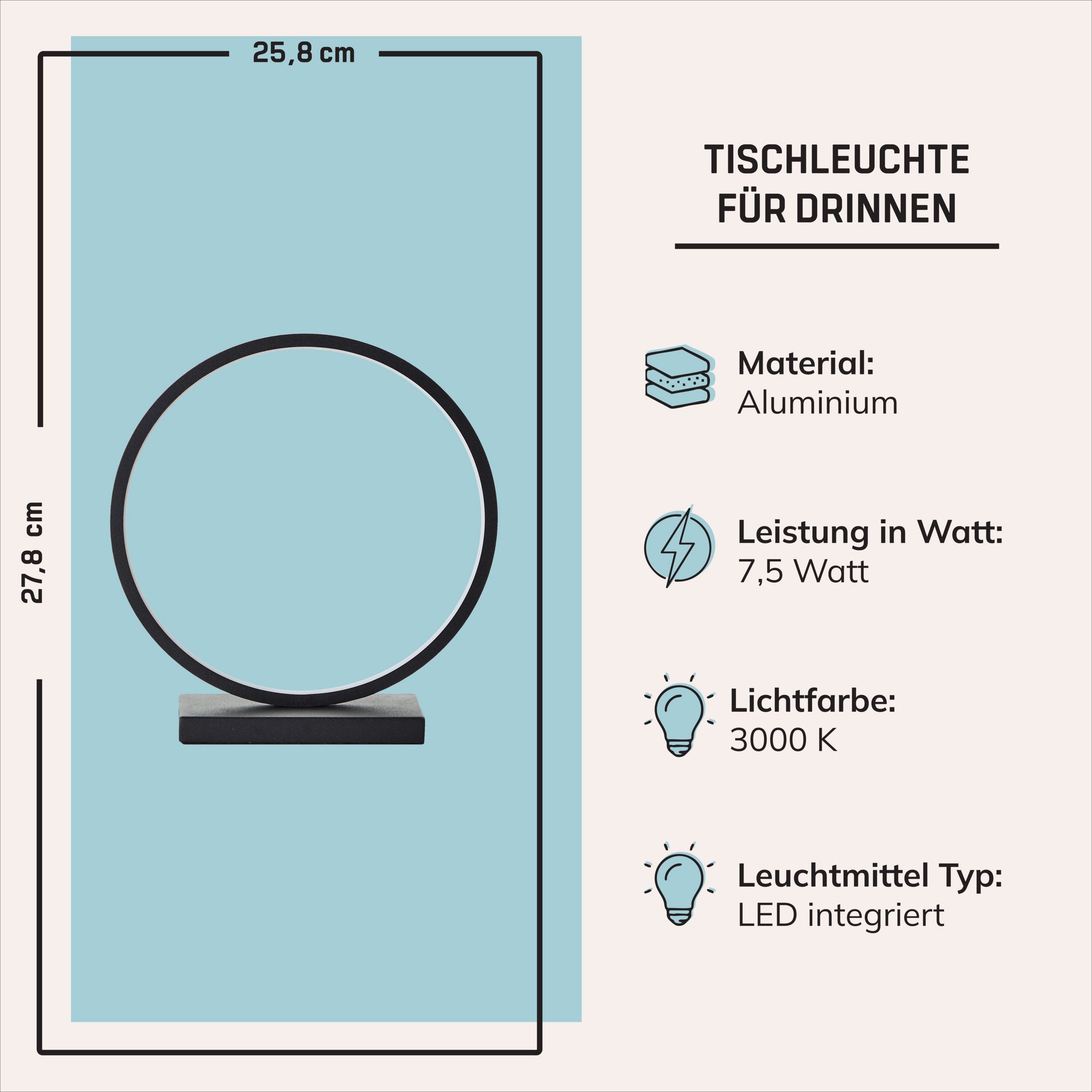 Lightbox Tischleuchte, LED fest integriert, Warmweiß, LED Tischlampe, 28 x 9 x 26 cm, 8W, 850 lm, 3000 K, Aluminium, schwarz