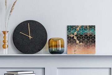 OneMillionCanvasses® Leinwandbild Abstrakt - Würfel - Gold - Muster - Luxus, (1 St), Leinwand Bilder für Wohnzimmer Schlafzimmer