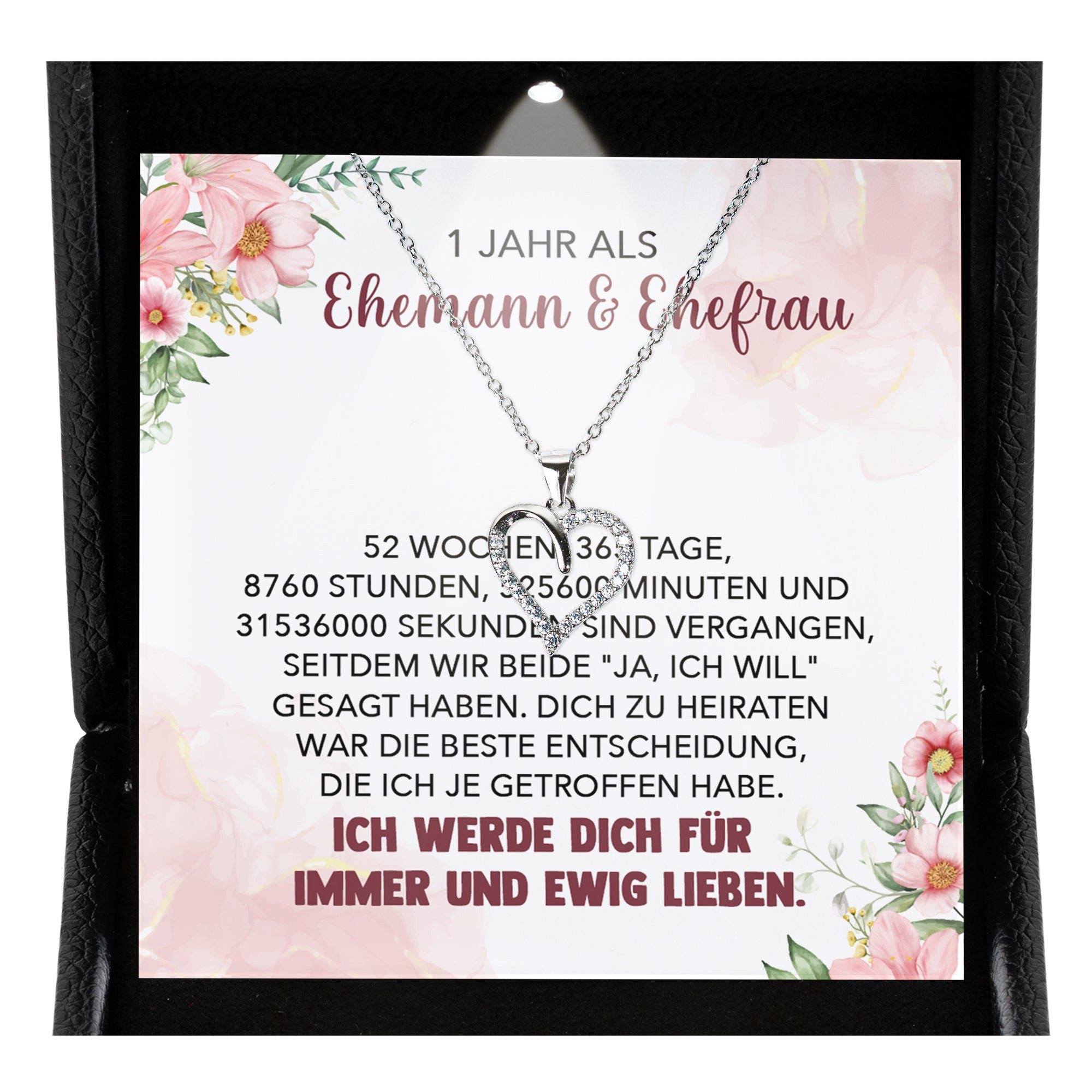 Valentinstagsgeschenk 22Feels Schmuckset Zum 1. Hochzeitstag Geschenk Ehefrau Ich Liebe Dich Herz Kette Damen (inkl. Geschenktasche, Karte, Poliertuch