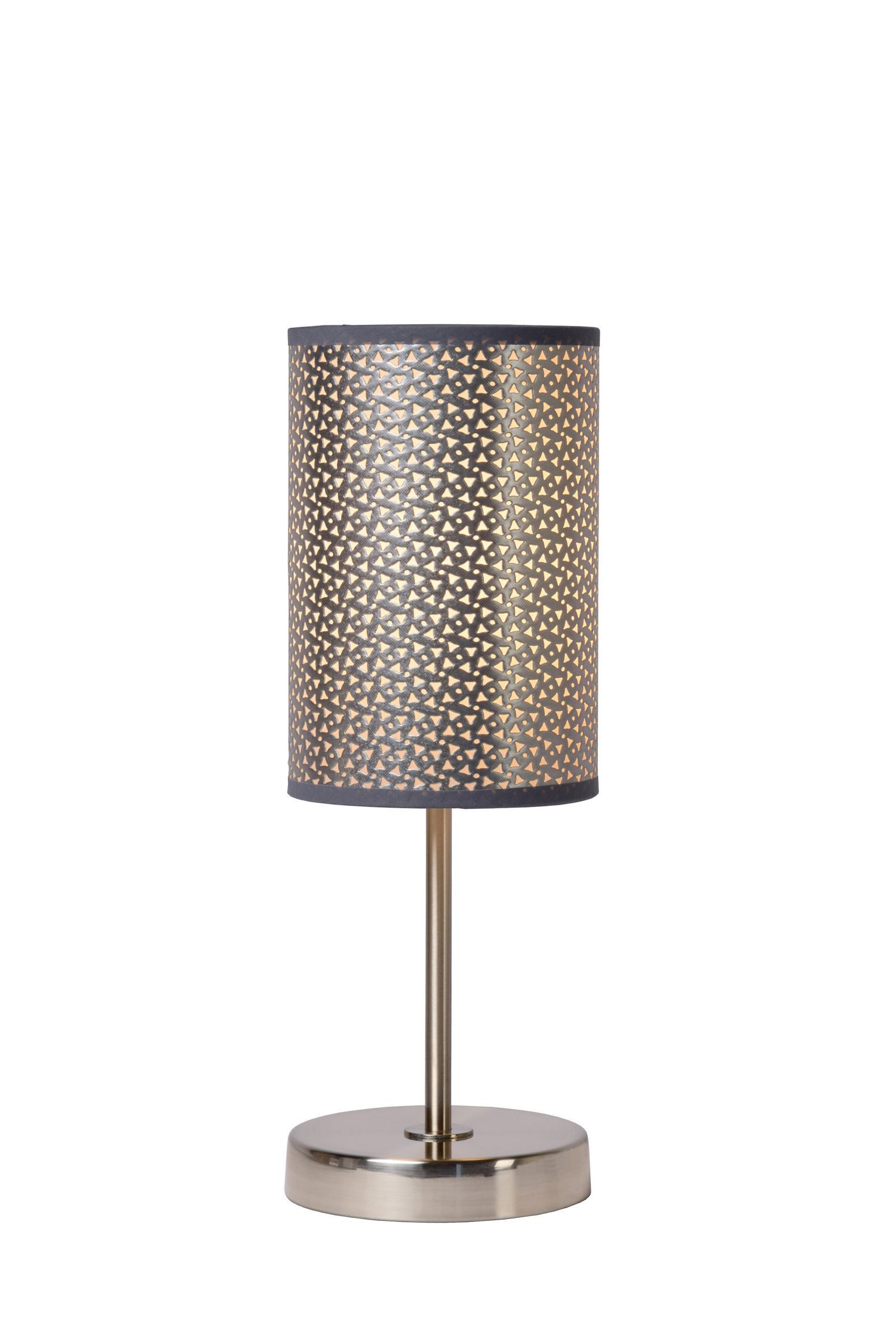 Licht-Erlebnisse Nachttischlampe SADOR, ohne Leuchtmittel, Metall rund D: 13 cm 38 cm Chrom E27 Vintage