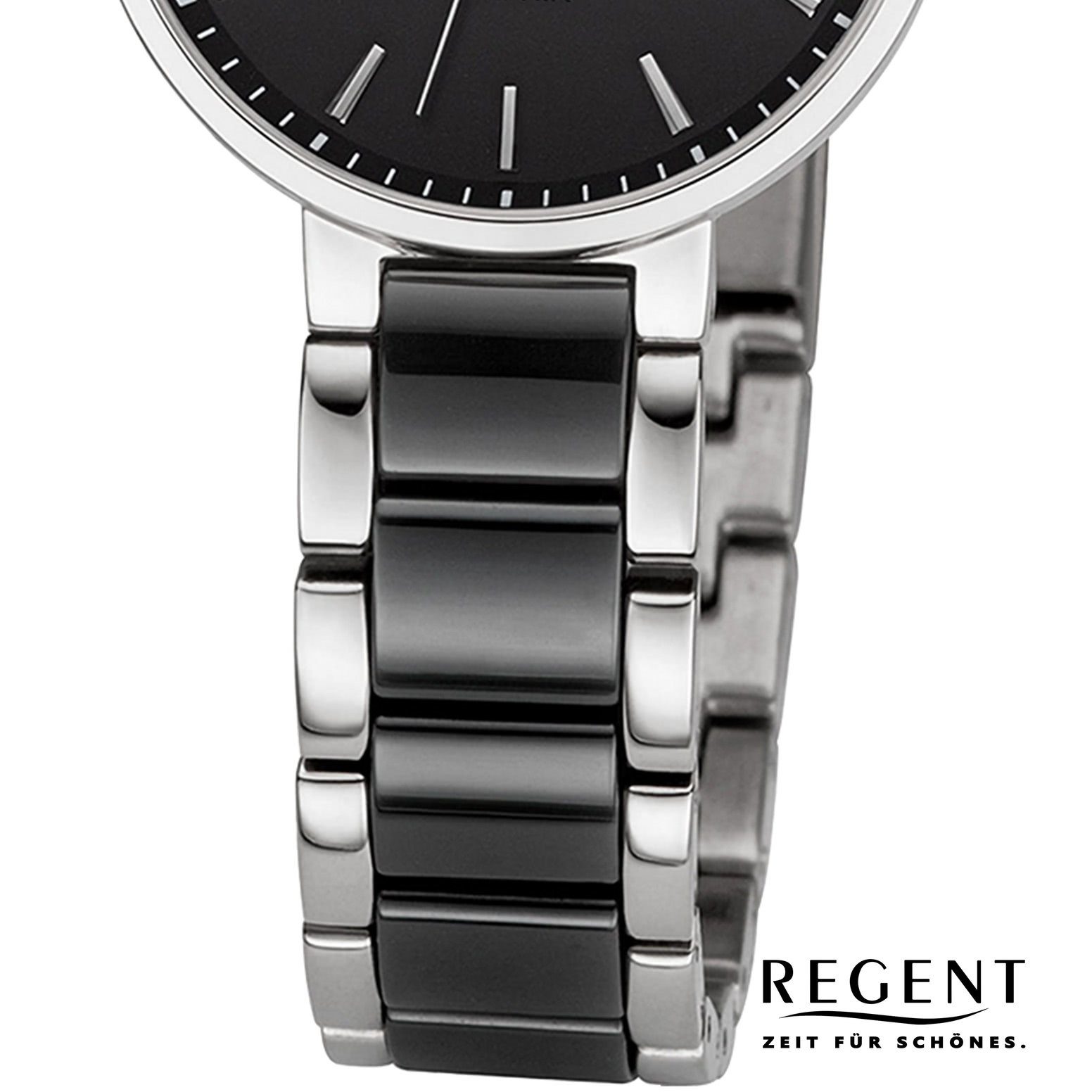 Regent Quarzuhr Regent Damen Armbanduhr Analog, (Analoguhr), Damen Armbanduhr rund, extra groß (ca. 30mm), Keramikarmband