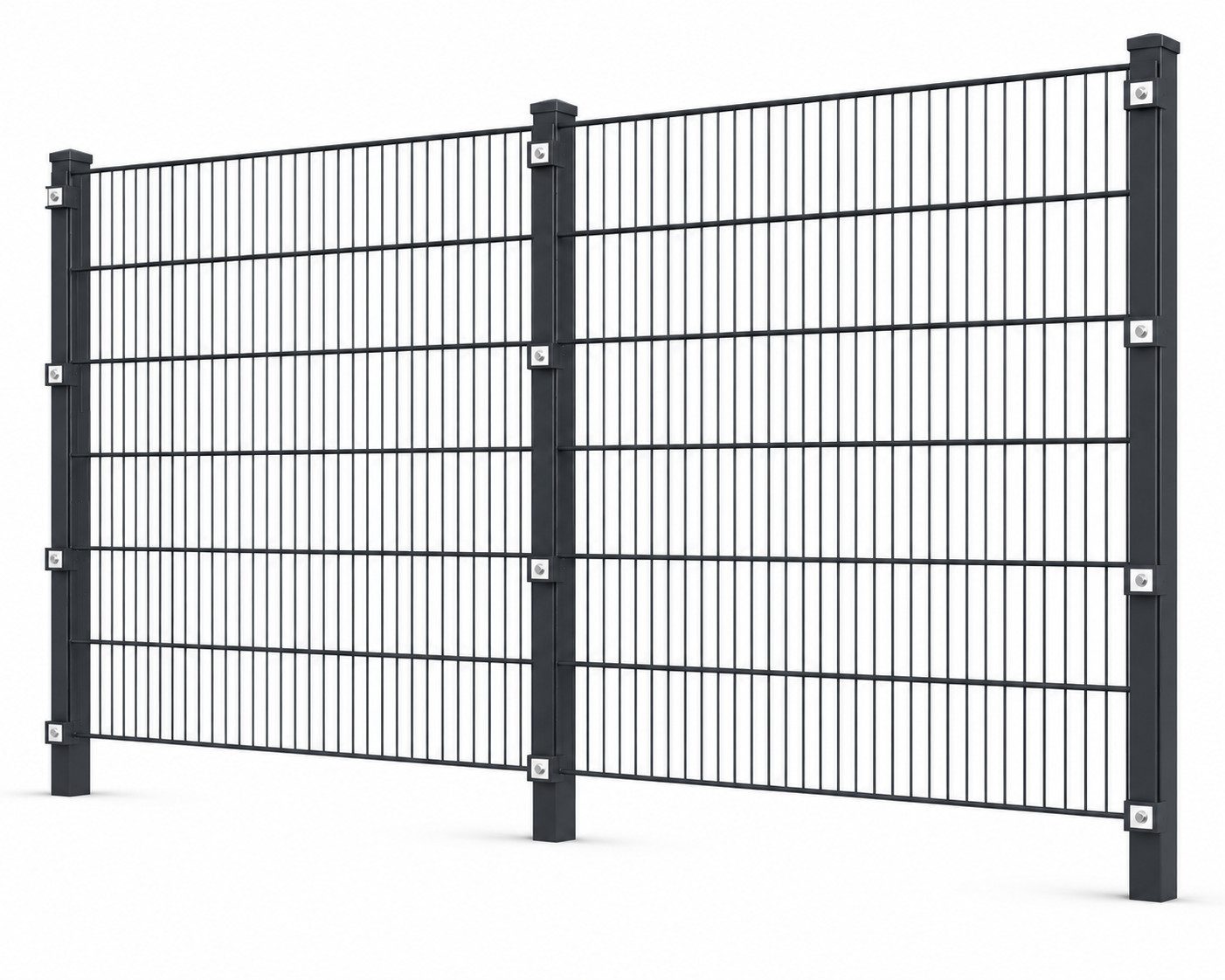 Terrasse2000 Doppelstabmattenzaun Doppelstabmattenzaun-Set (6/5/6), 63 cm, Anthrazit, 2,5 m Set