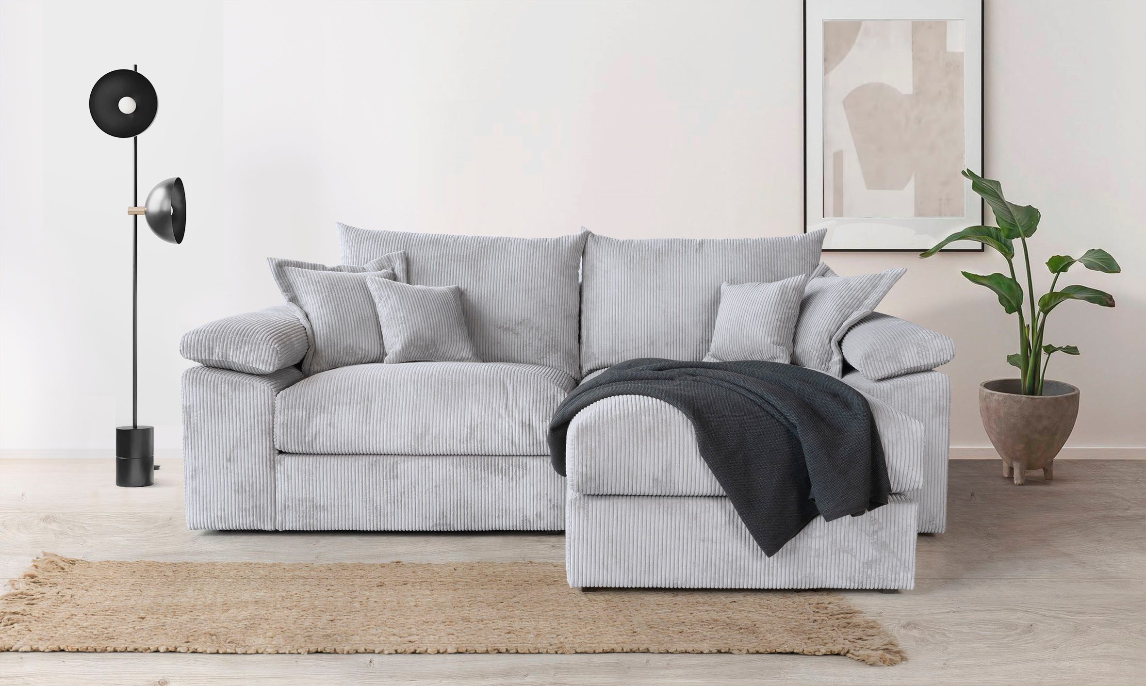 Home affaire Ecksofa Soft&Cosy XL L-Form, B: 246 cm - OTTO. Verlässliche Qualität., Mega-Sofa, Cord oder Chenille-Struktur, mit Federkern & 4 Zierkissen
