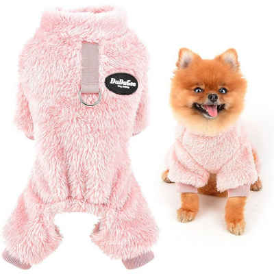 GelldG Hundepullover Haustier-Schlafanzug Sherpa-Fleece Jammies mit D-Ring für Hunde Katzen