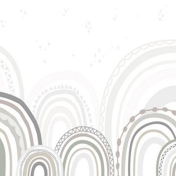 Unik Nordic Kindertapete Vliestapete Regenbögen pastell (250/280/300 cm Höhe) #1019, glatt, grafisch, (Komplettsatz für eine Wand, Vlies, Fototapete, ausdünstungsfreier Druck), Geeignet für alle typischen Oberflächen. Auch Decken oder Schrägen.