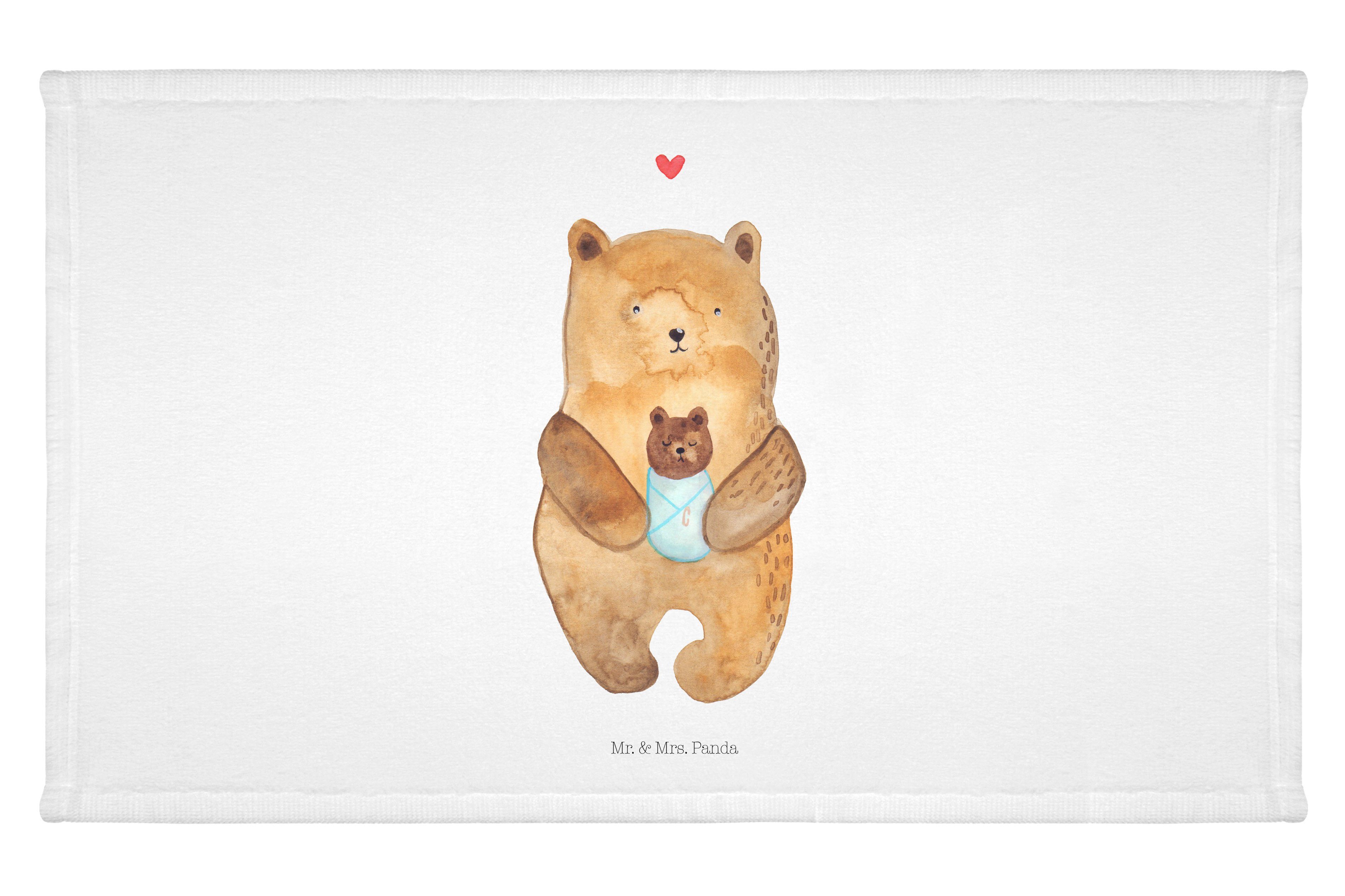 Handtuch Bär Baby - Weiß - Geschenk, Gästetuch, Geburt, Täufling, Reisehandtuc