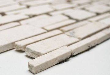 Mosani Bodenfliese Mosaik Marmor Naturstein hellbeige creme Fliesenspiegel Bad