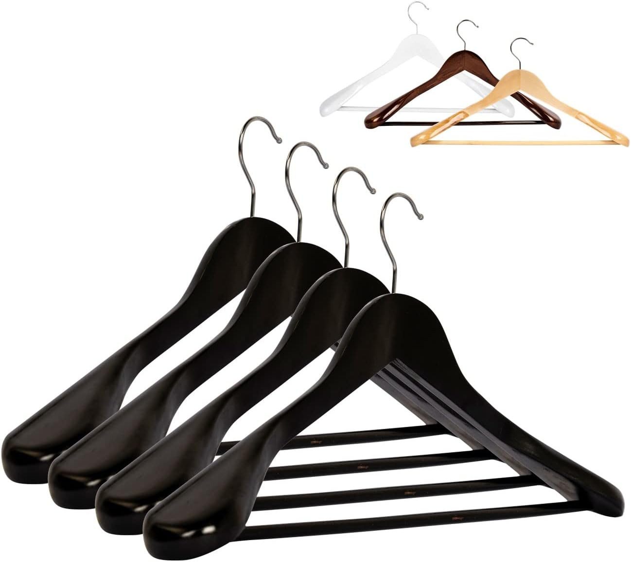 RSR Hangers Kleiderbügel Schwarz Anzugbügel Jackenbügel Blazer 45 cm 360° Haken, (25-tlg)