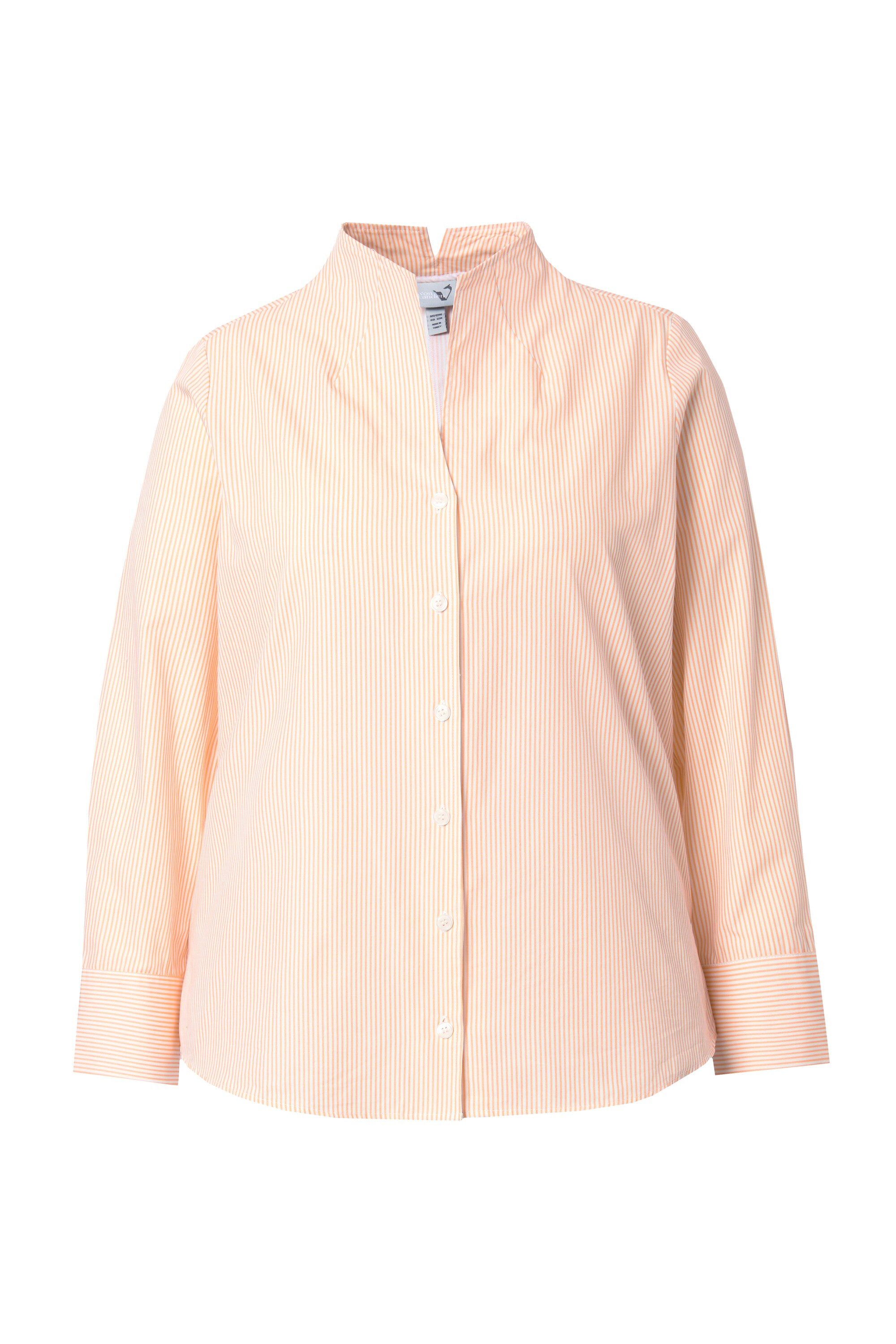 Ulla Popken Longbluse Bluse Streifen Kelchkragen Langarm