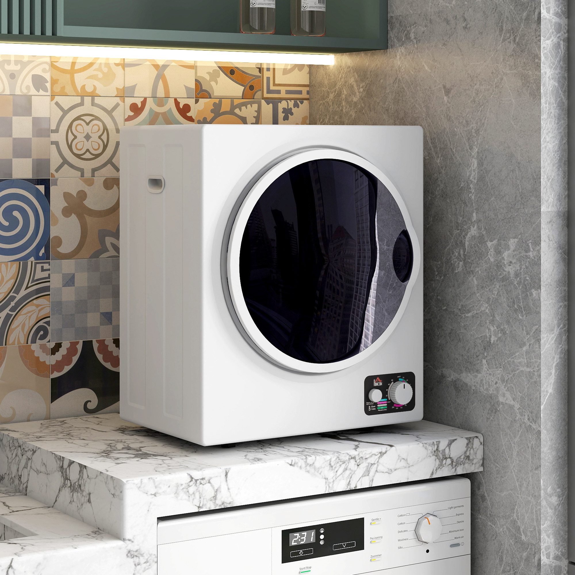 HOMCOM Waschtrockner B61-007V90WT, 2.5 kg, Kompakt, 4 Programme, Wandmontage möglich