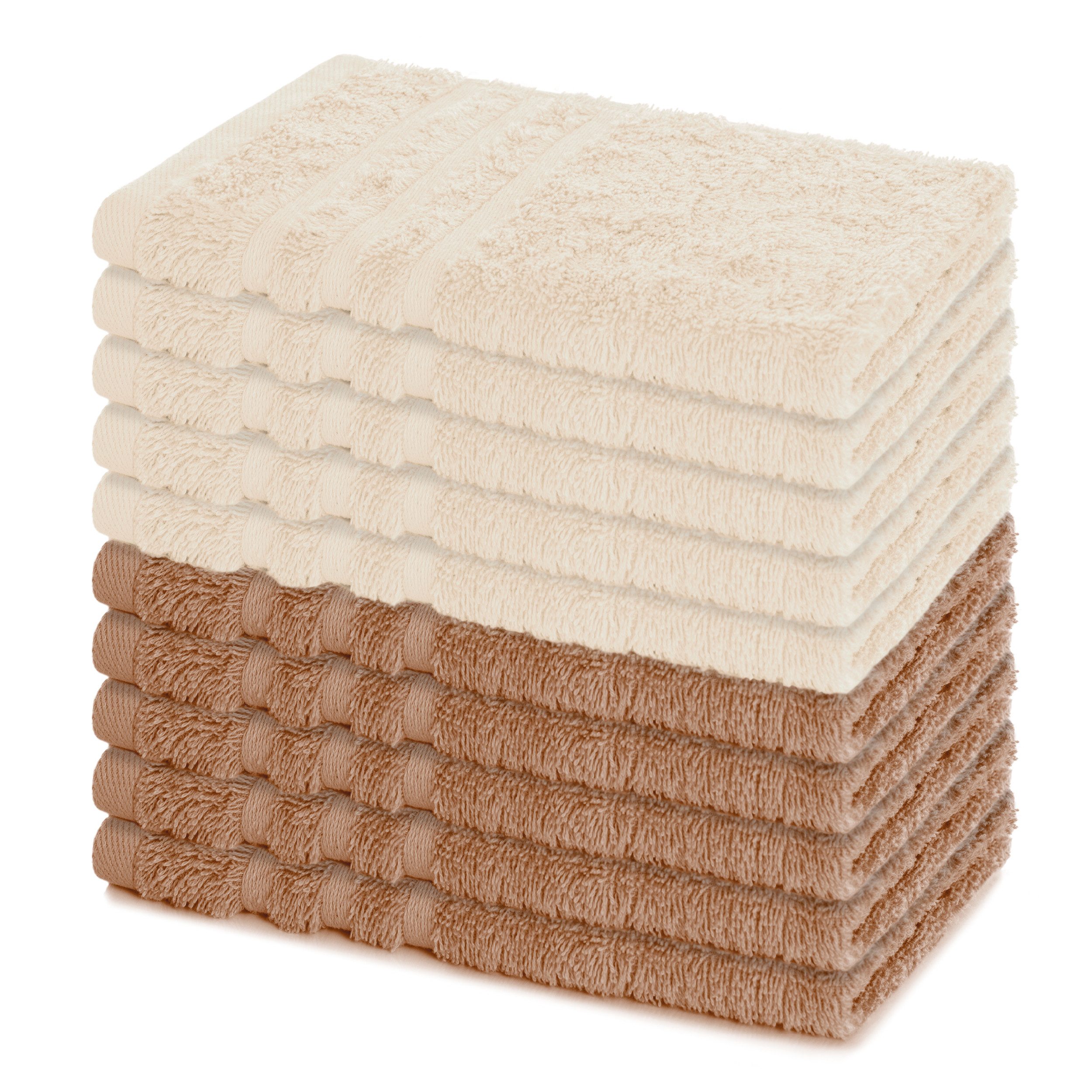 Lavea Gästehandtücher 30x50 cm, 10er Set Gästehandtuch, Elena-Frottee Handtuch, Gästetuch, (Set, 10-St), 500 g/m² Frottier, weich & saugstark, pflegeleicht
