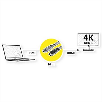 ROLINE UHD HDMI 4K Kabel, mit Repeater Audio- & Video-Adapter HDMI Typ A Männlich (Stecker) zu HDMI Typ A Männlich (Stecker), 1000.0 cm