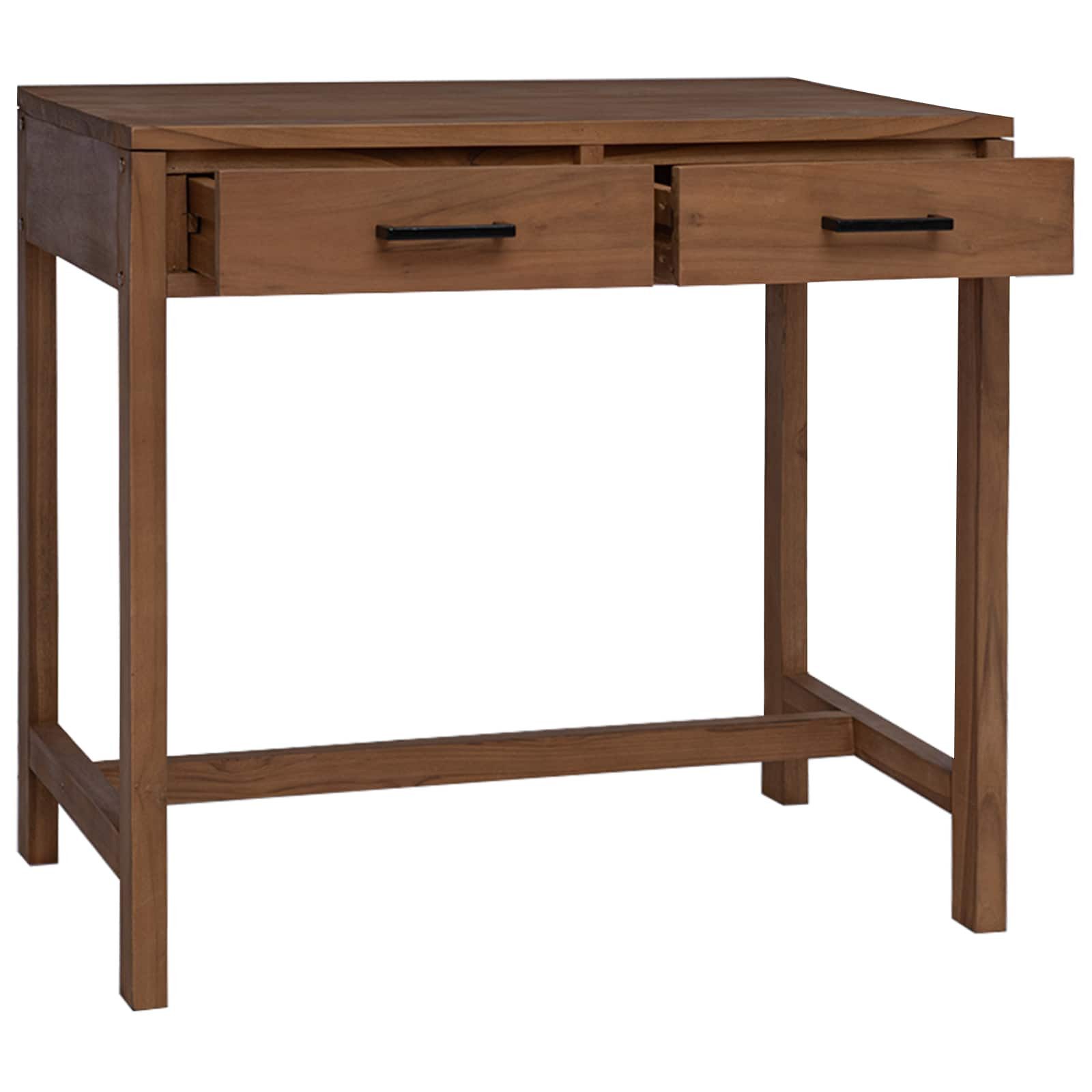 vidaXL Schreibtisch Schreibtisch mit Schubladen Natur Massivholz (1-St)