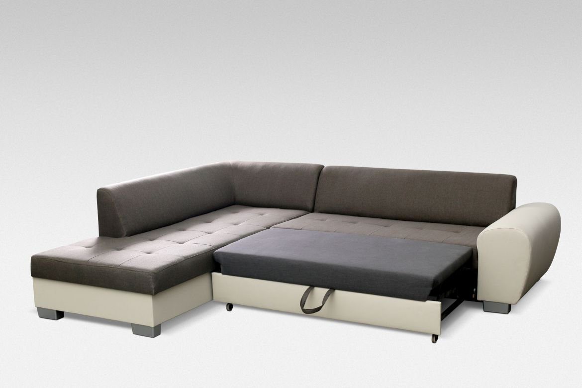 Sofa Schlafsofa, Designer JVmoebel LForm Beige/Braun mit Bettkasten Ecksofa Mit Sofa Bettfunktion Bettfunktion